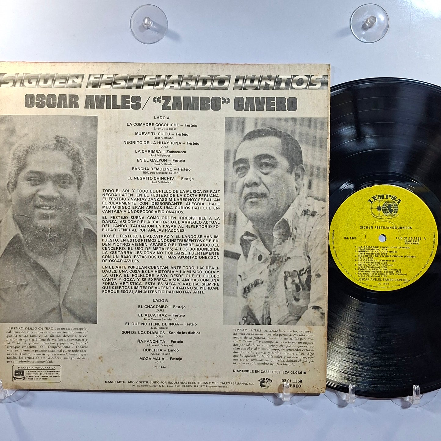 lp Oscar Aviles Arturo Zambo Cavero Siguen Festejando Juntos made peru 1984 criollo folk