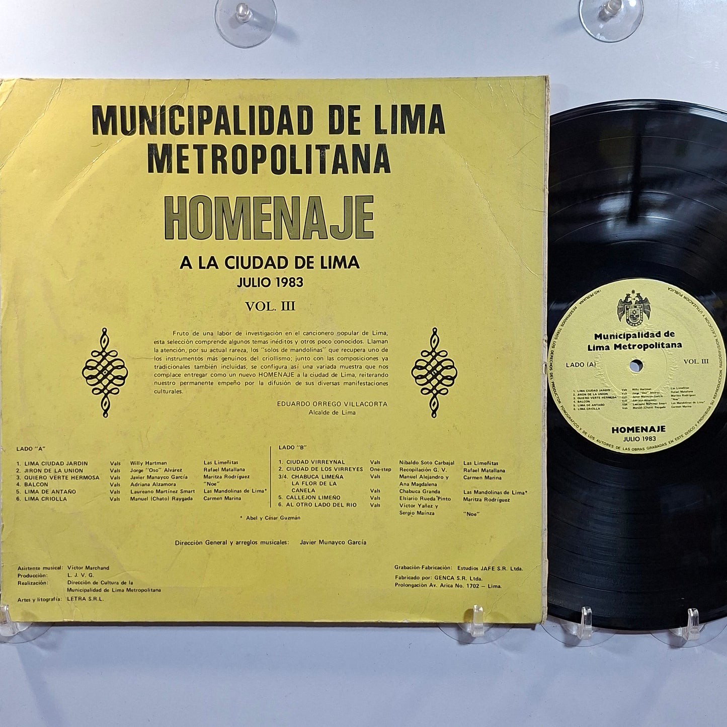 lp Homenaje a la ciudad de lima julio 1983 vol 3 las limeñitas rafael matallana maritza rodriguez varios made peru 1983 criollo folk