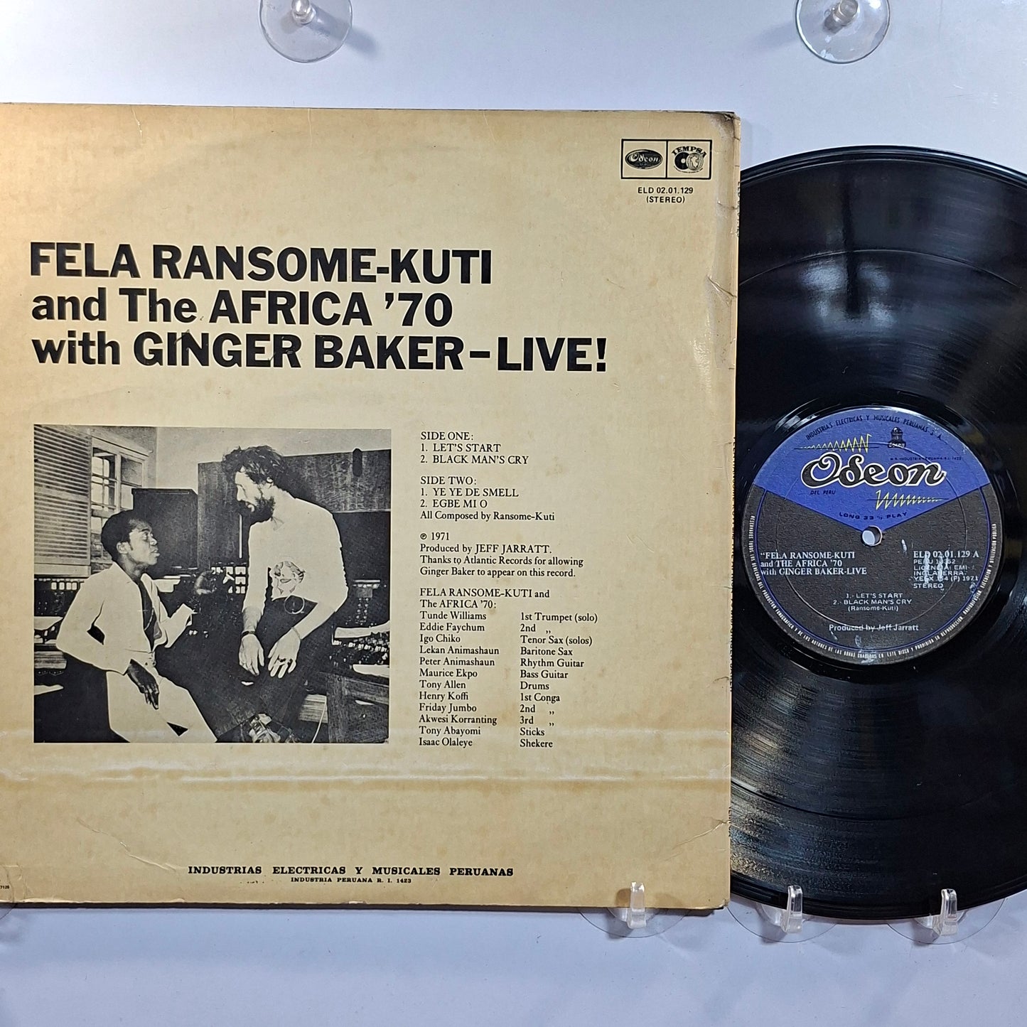lp Fela Ransome Kuti And The Africa 70 With Ginger Baker Live made peru 1974 rock