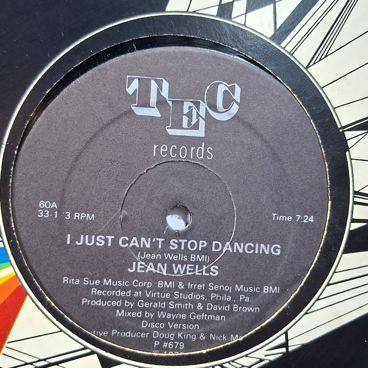 maxi single 12" Jean Wells I Just Can't Stop Dancing made usa 1979 funk soul disco