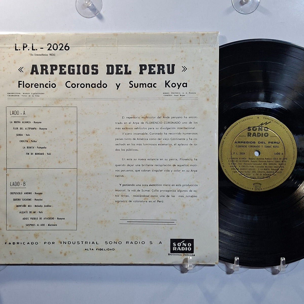 lp Florencio Coronado y Sumac Koya Arpegios del Peru made peru 1964 andean folk