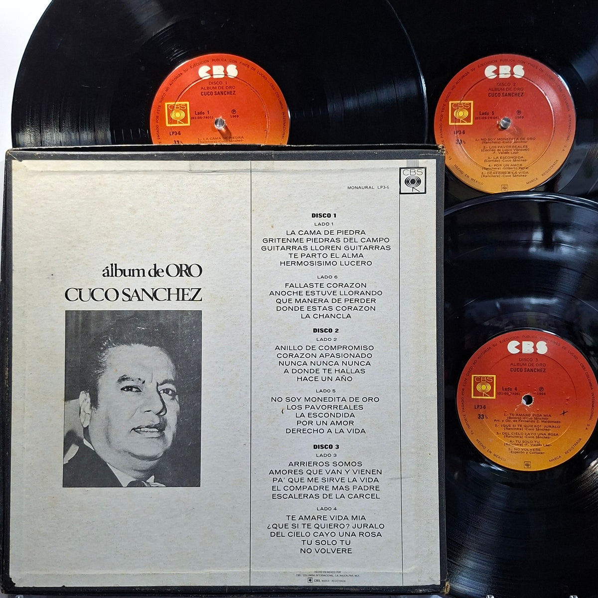 x3 lp Cuco Sanchez Album De Oro made mexico 1969 ranchera folk