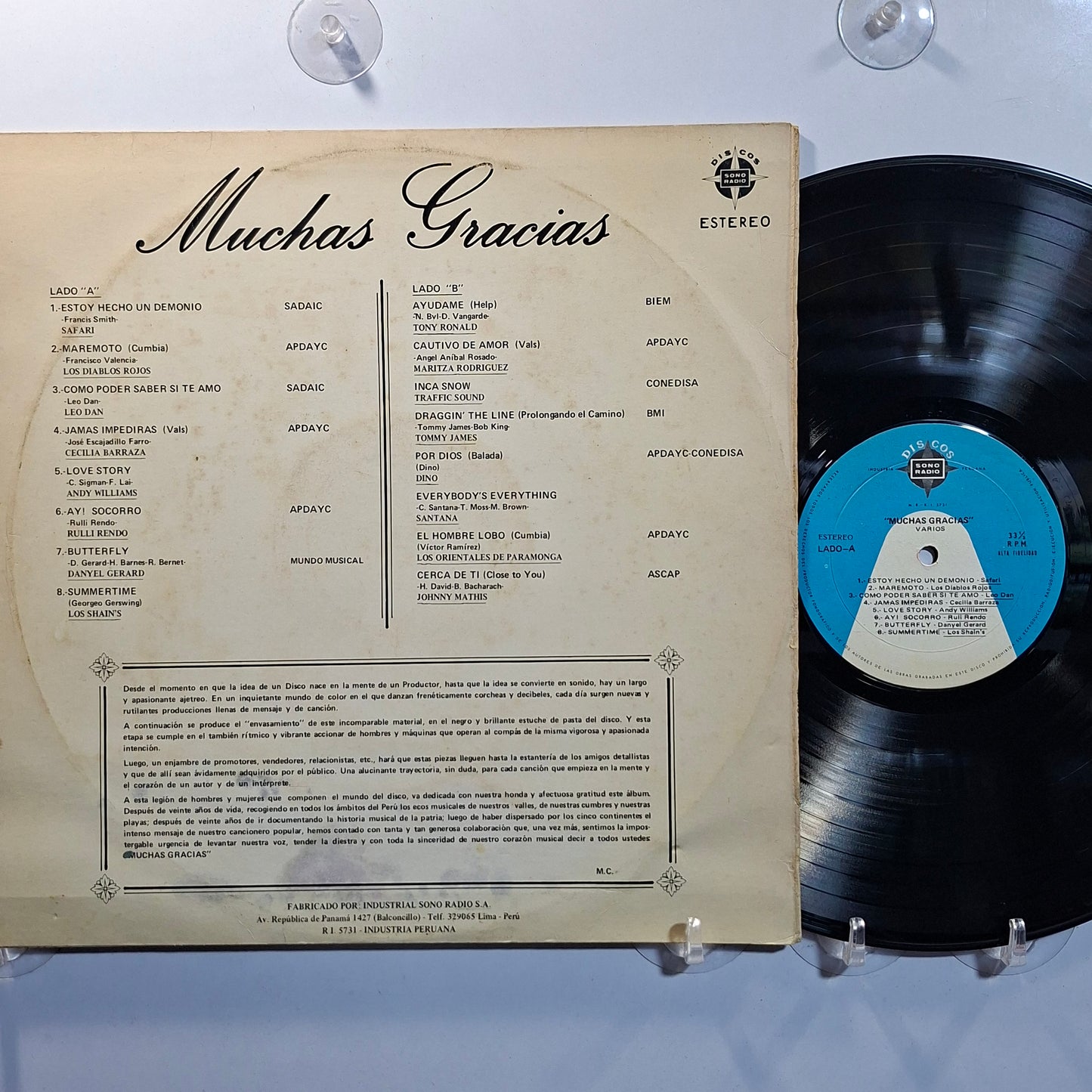 lp Muchas gracias 20 años sono radio Traffic Sound los shain's Safari Los Orientales De Paramonga varios made peru 1971 latin rock Psychedelic