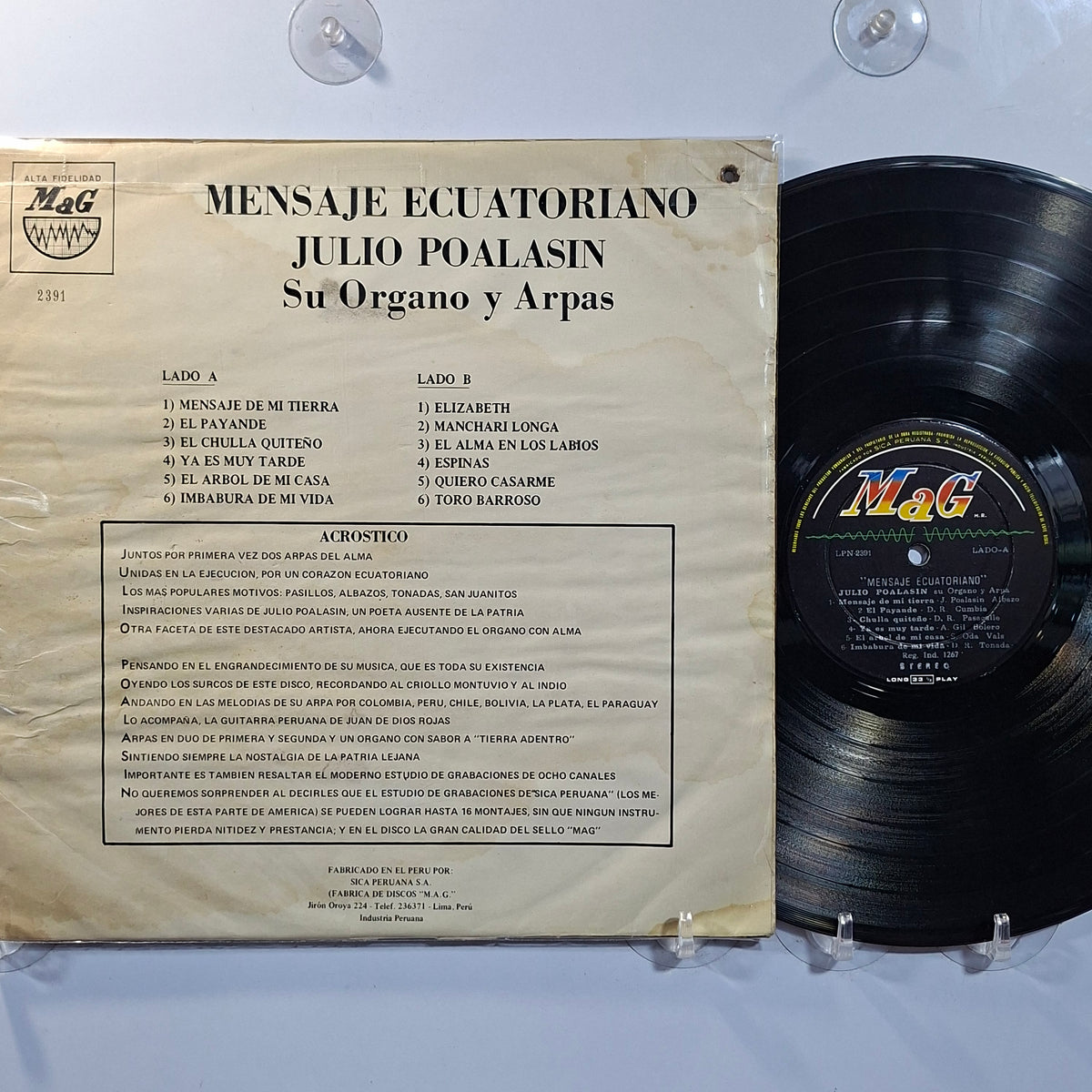 lp Julio Poalasin Mensaje Ecuatoriano made peru 1960 latin folk