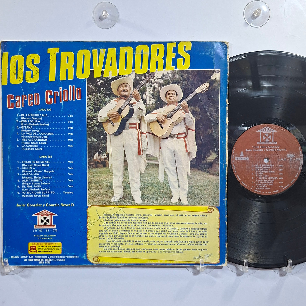 lp Los Trovadores Javier Gonzalez Y Gonzalo Neyra made peru 1980 vals criollo folk