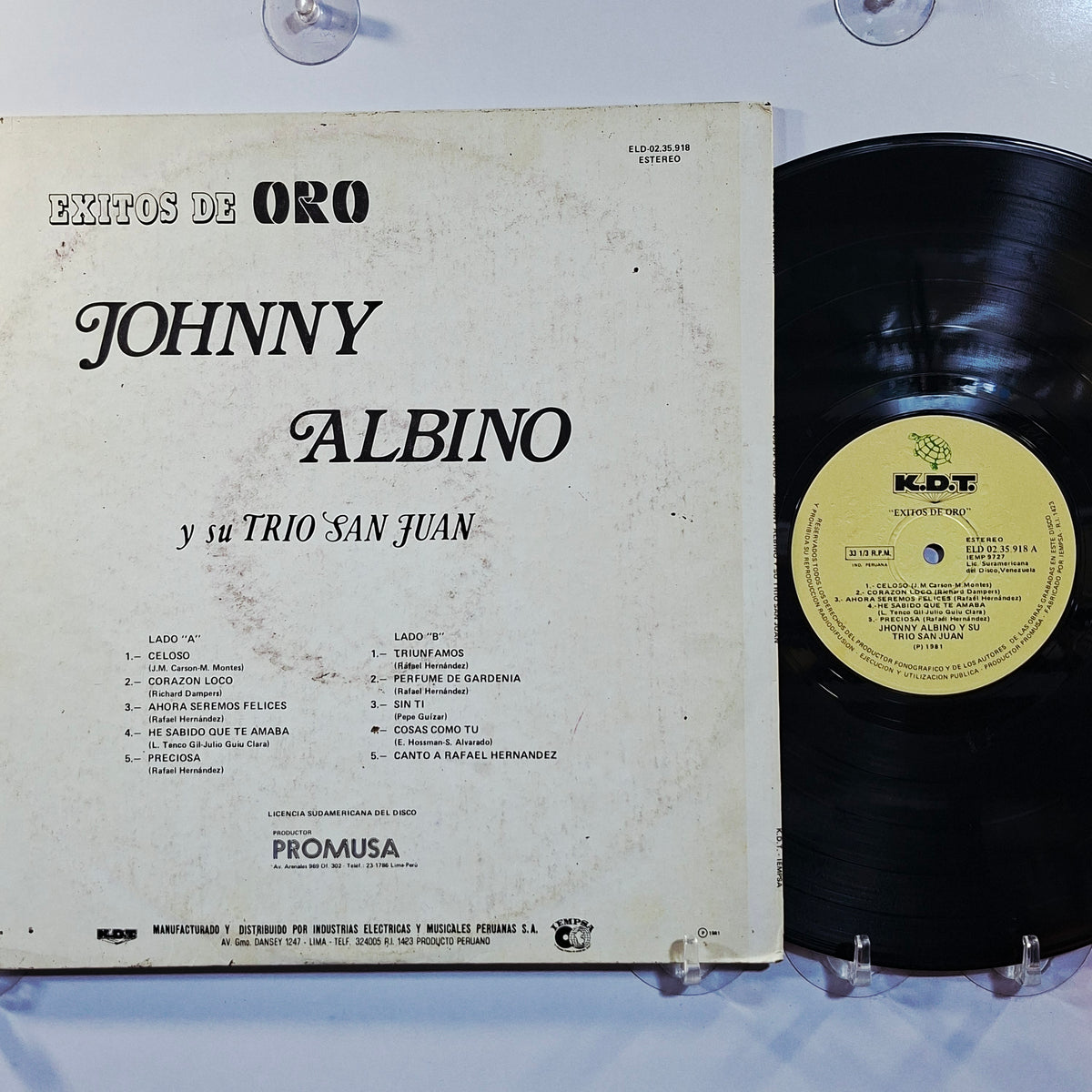 lp Johnny Albino y Su Trio San Juan Exitos De Oro Vol 1 made peru 1980 latin bolero