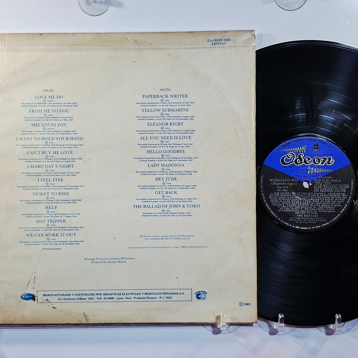 lp The Beatles 20 Greatest Hits made peru 1983 rock