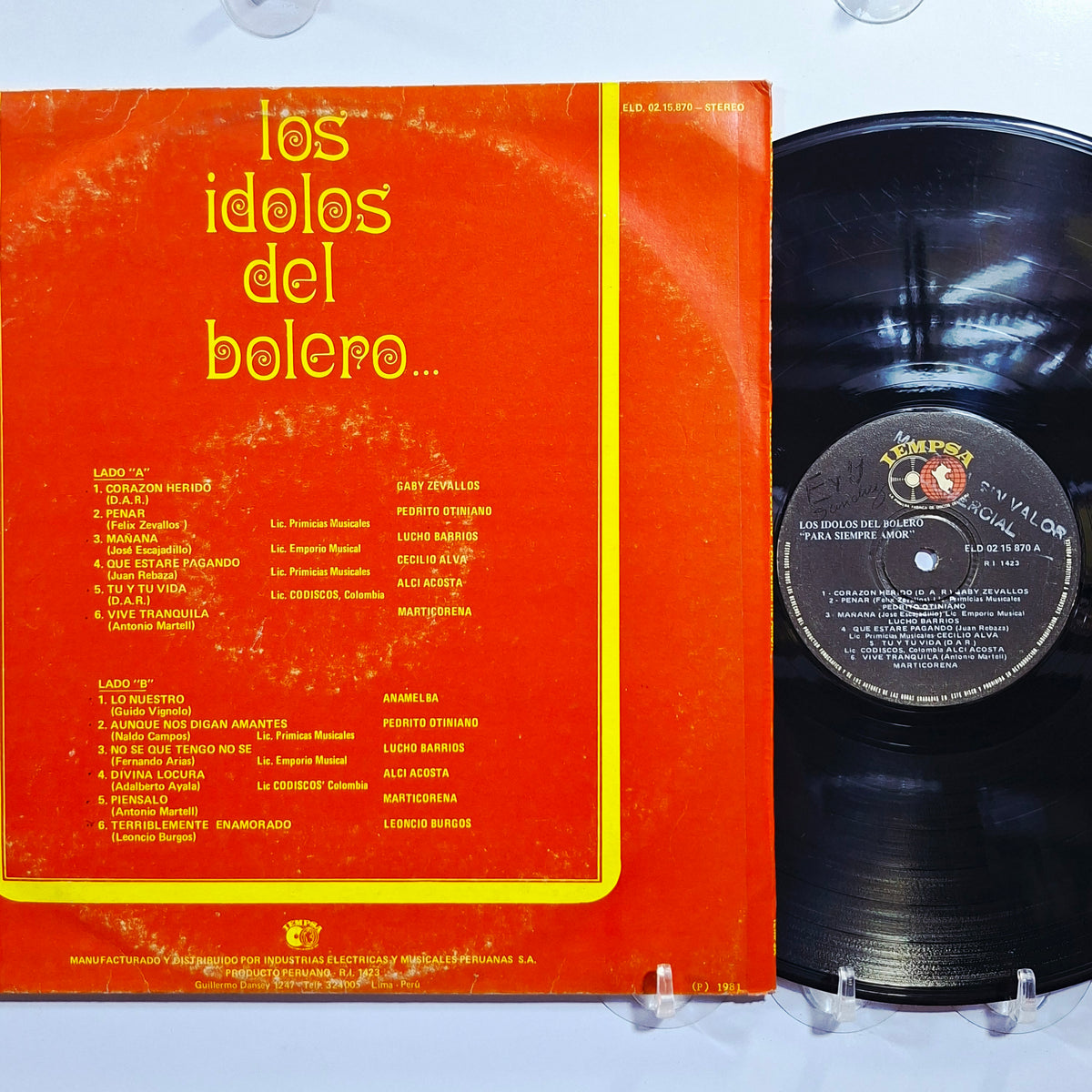 lp Los Idolos Del Bolero lucho barrios pedrito otiniano gaby zeballos alci acosta varios made peru 1974 promocional latin bolero