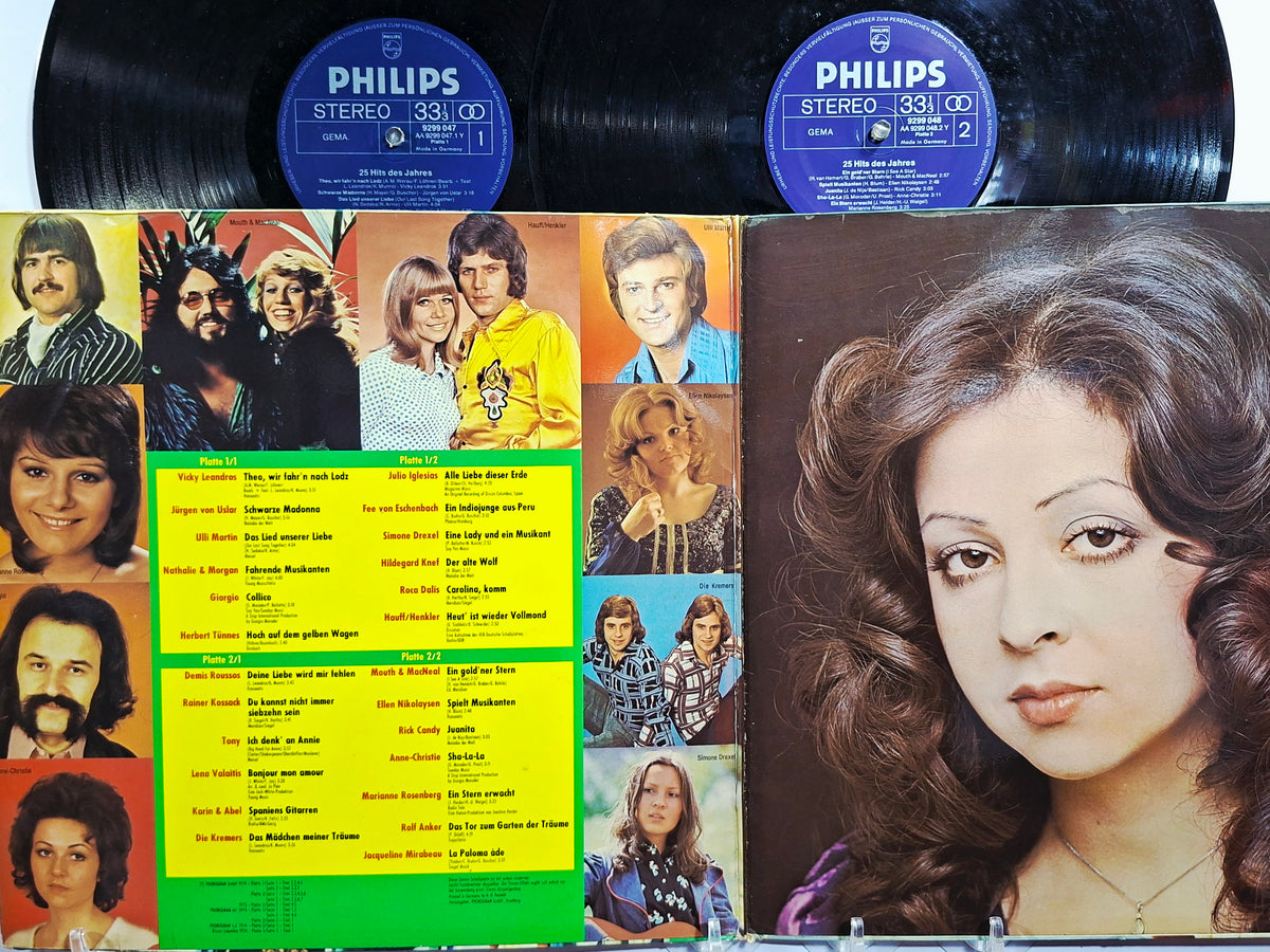 x2 lp 25 Hits des Jahres Julio Iglesias Vicky Leandros Demis Roussos varios made alemania 1974 gatefold pop