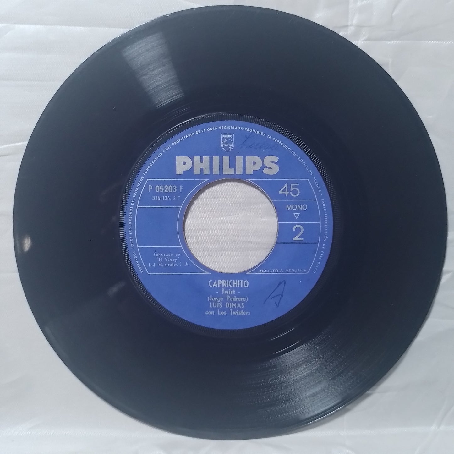 single 7" Luis Dimas Con The Twisters Me Recordarás / Caprichito made peru latin rock