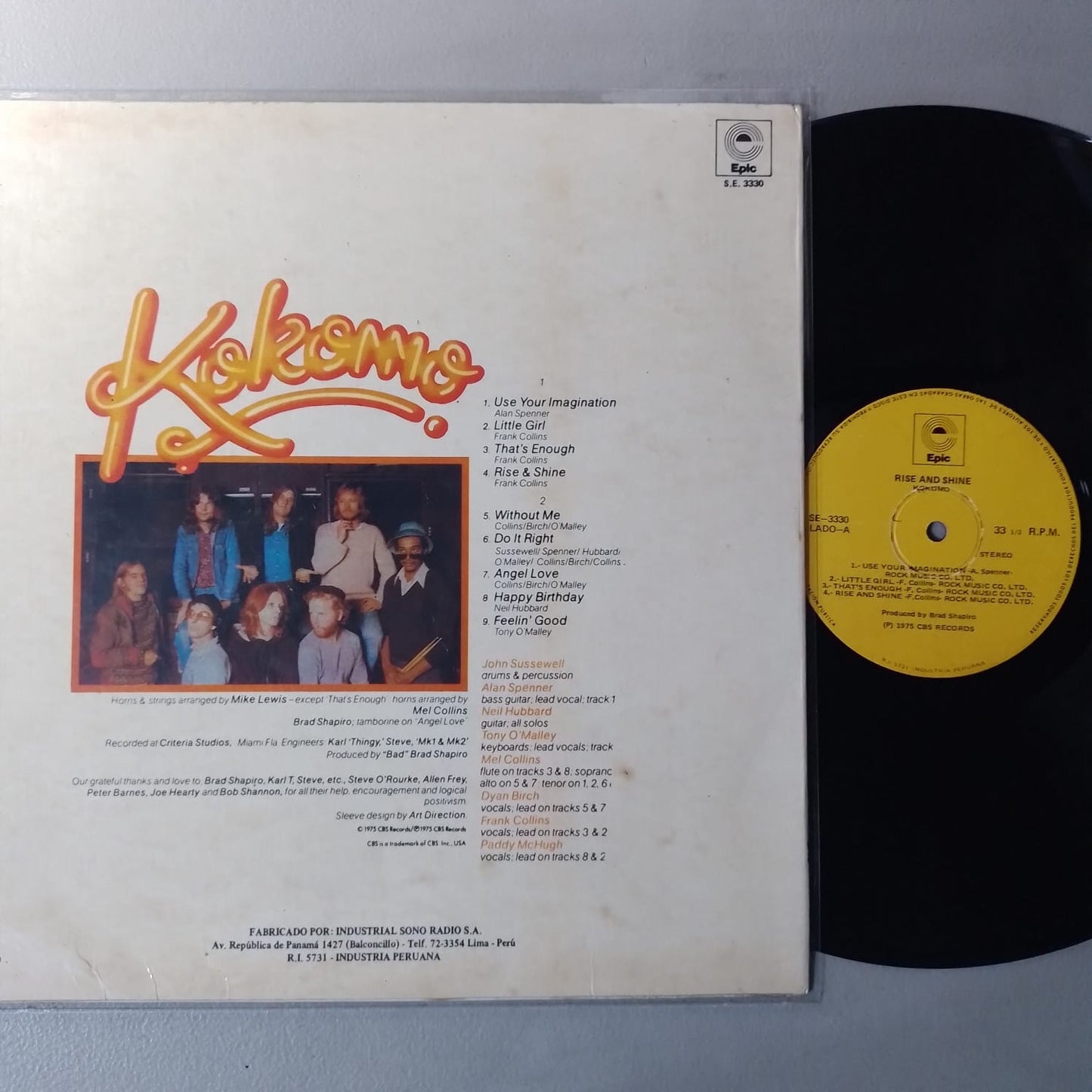 lp Kokomo Rise And Shine made peru 1976 soul