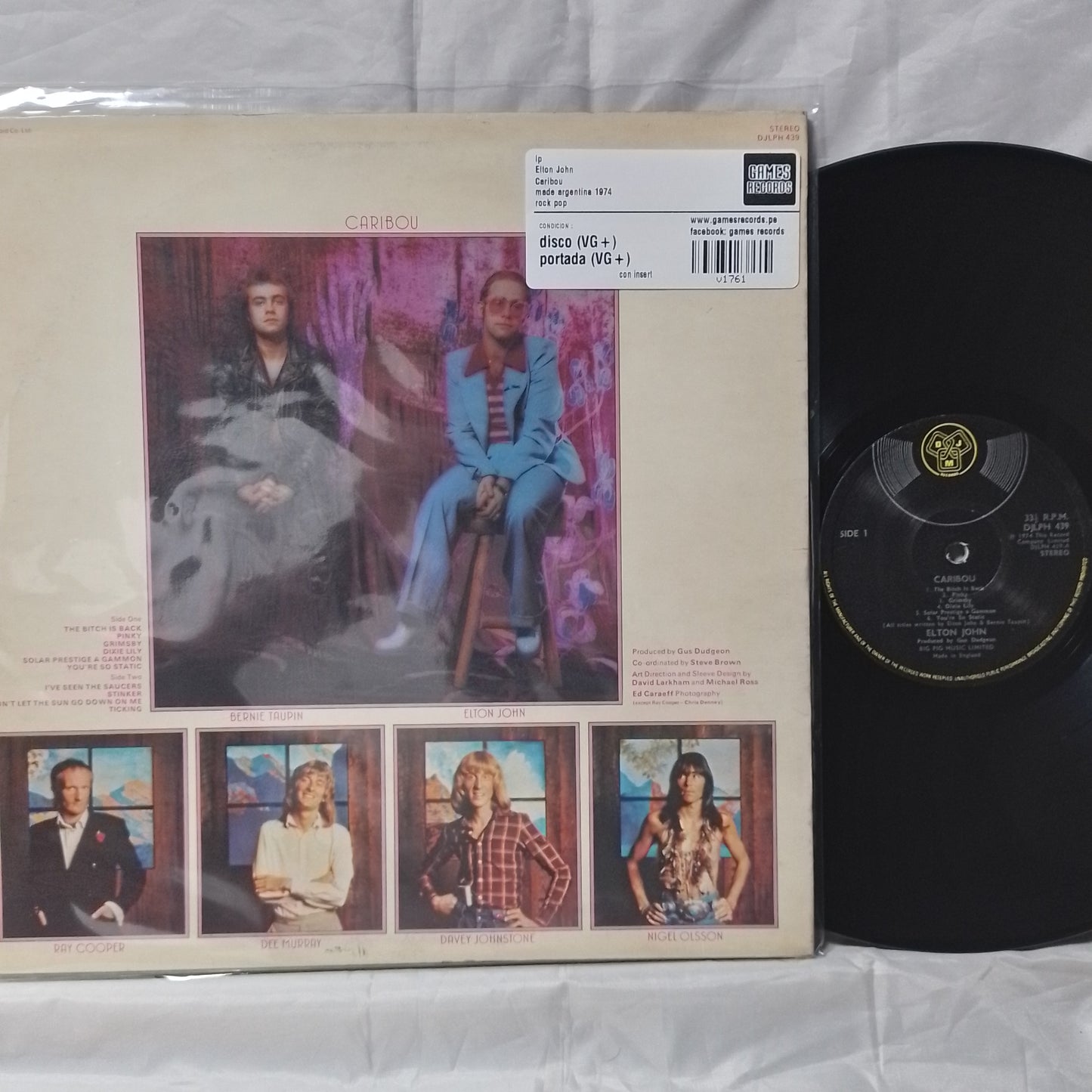 lp Elton John Caribou made argentina 1974 con insert rock pop