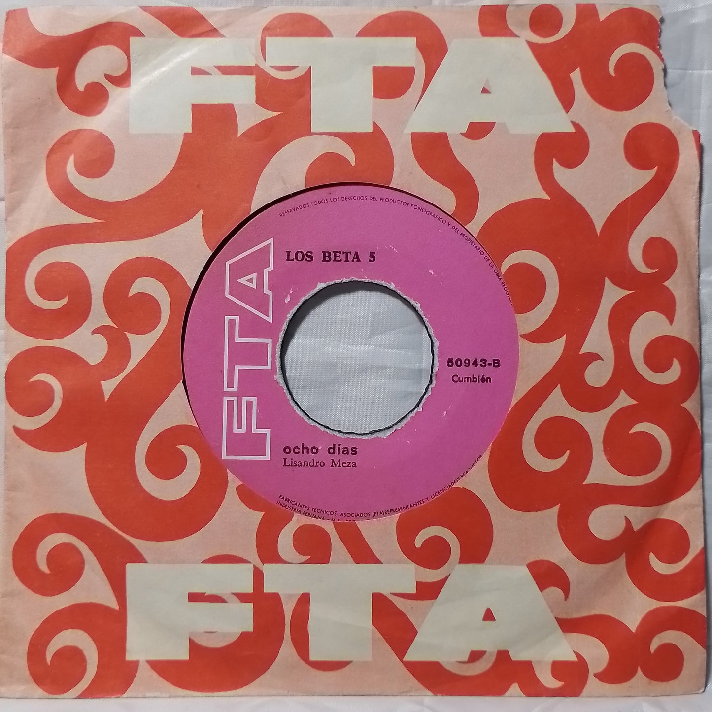 single 7" Los Beta 5 Dónde Vas / Ocho Días made peru 1974 con funda original latin cumbia