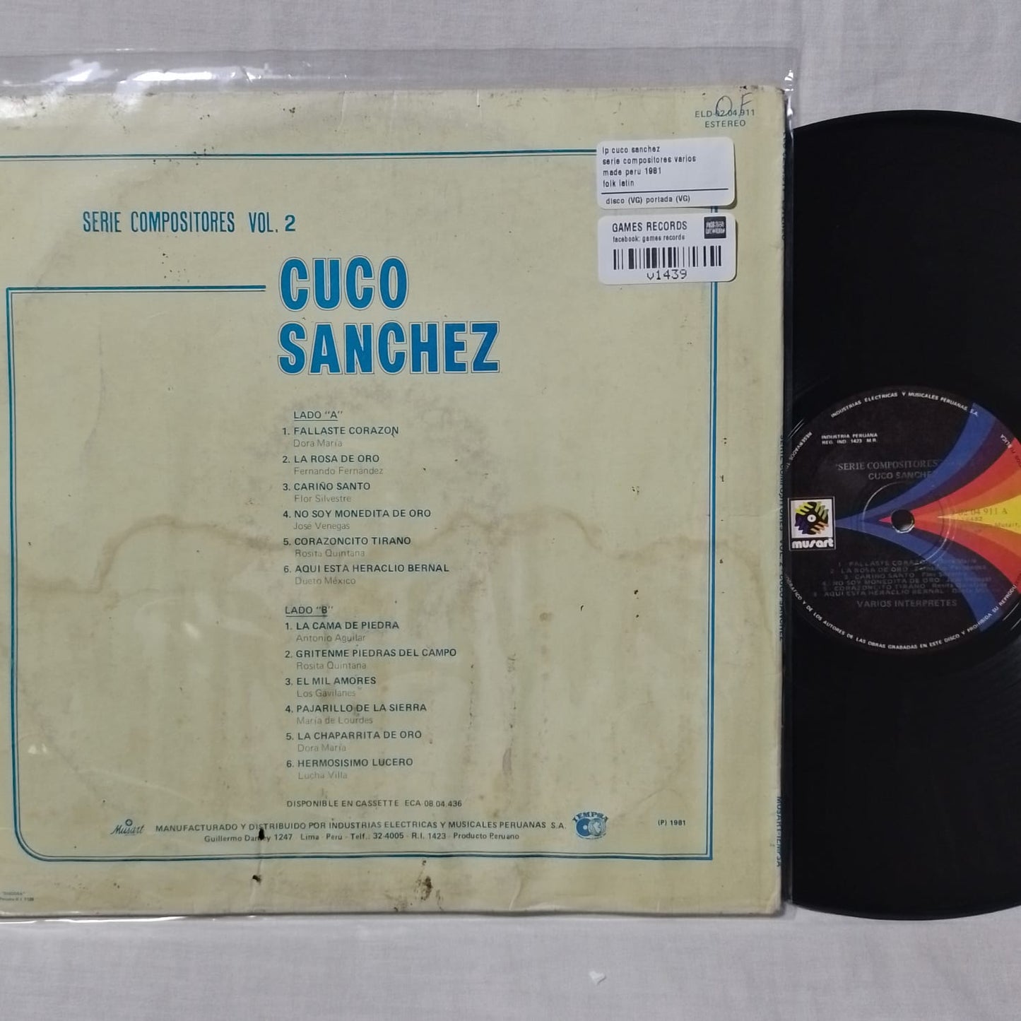 lp cuco sanchez serie compositores varios made peru 1981 folk latin