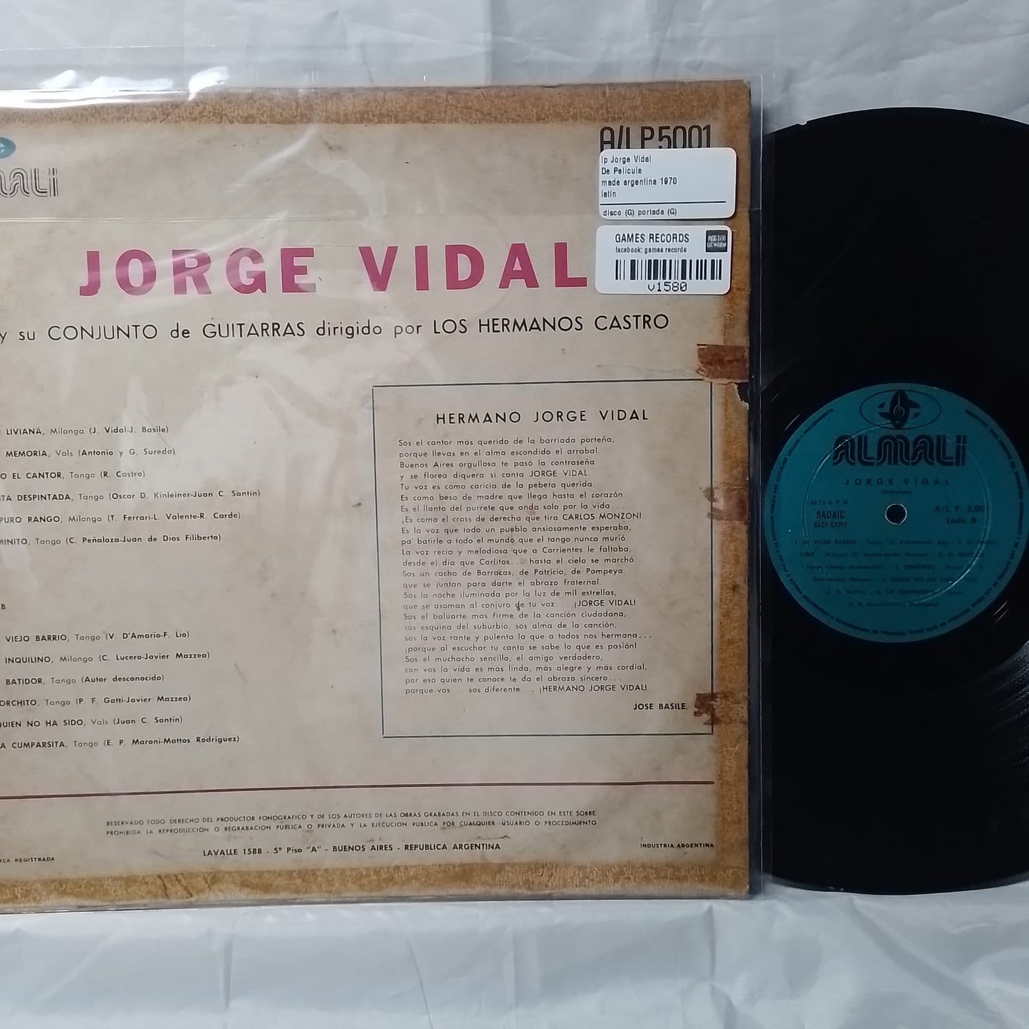 lp Jorge Vidal De Pelicula made argentina 1970 latin