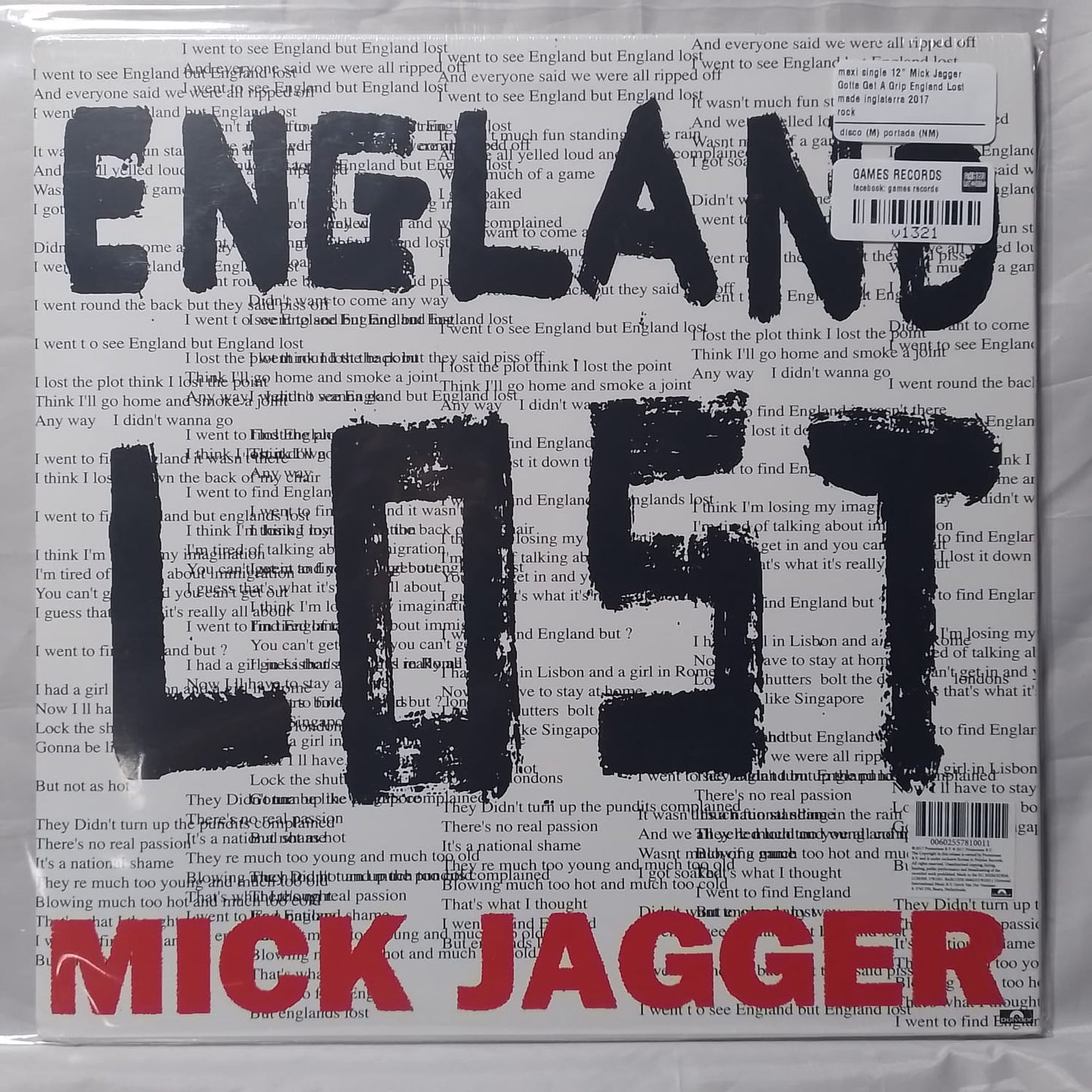 maxi single 12" Mick Jagger Gotta Get A Grip England Lost made inglaterra 2017 rock