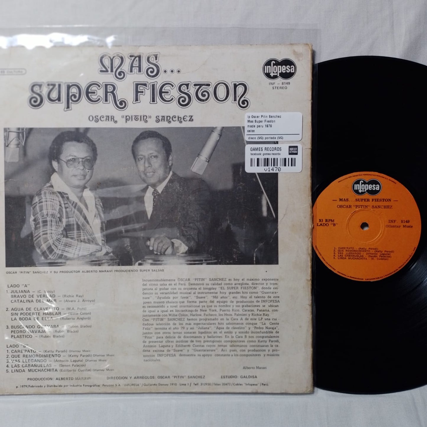 lp Oscar Pitin Sanchez Mas Super Fieston made peru 1979 salsa