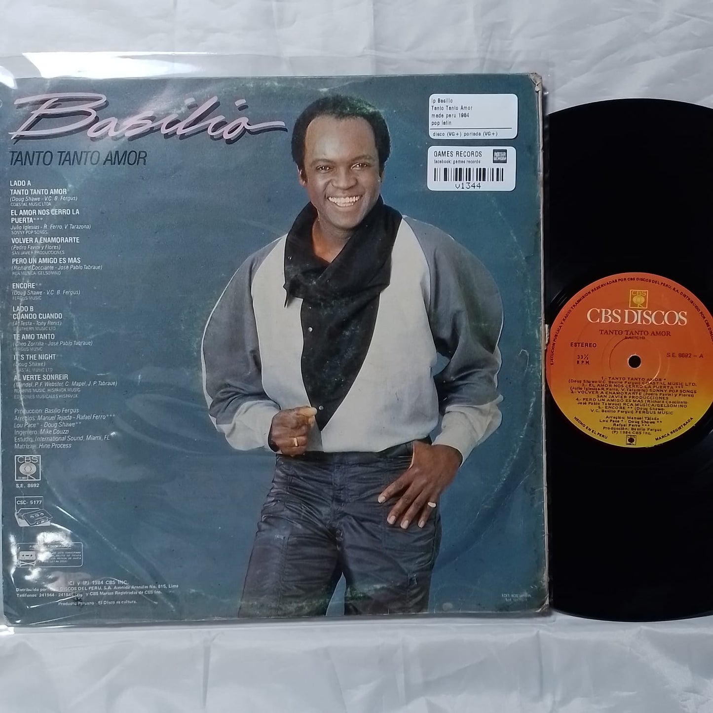 lp Basilio Tanto Tanto Amor made peru 1984 pop latin