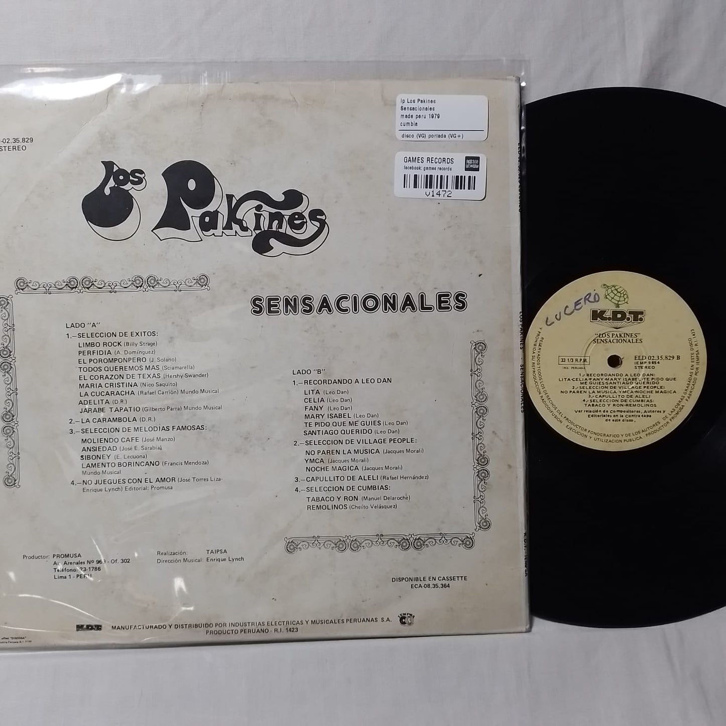 lp Los Pakines Sensacionales made peru 1979 cumbia