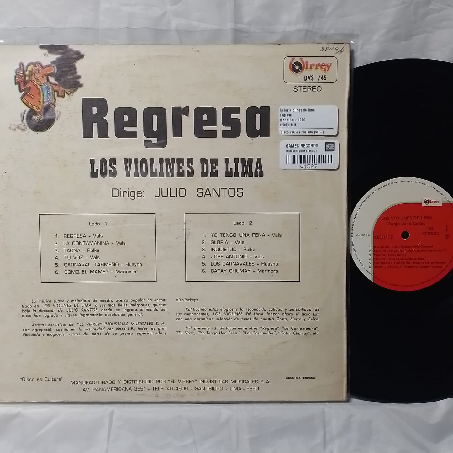 lp los violines de lima regresa made peru 1970 criollo folk