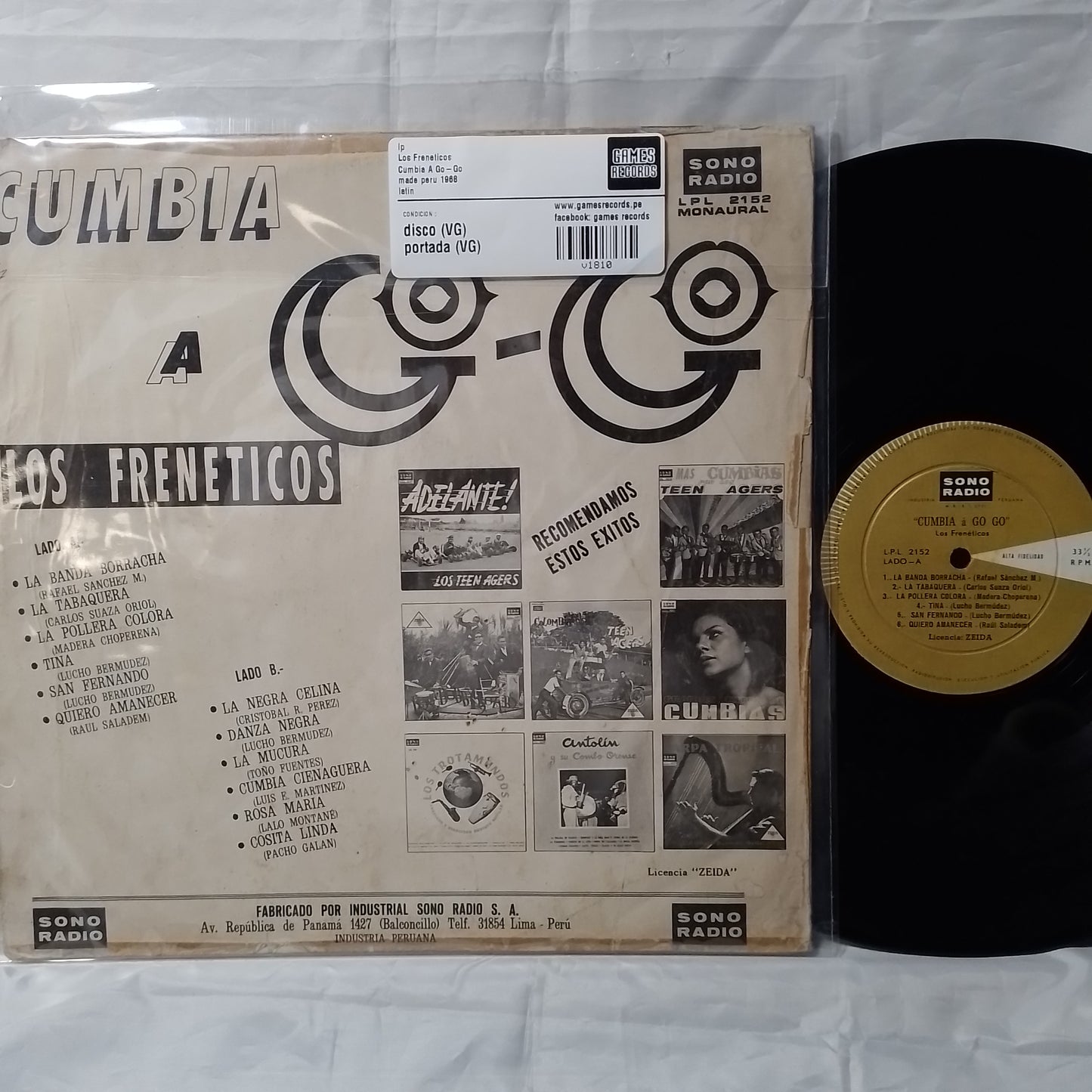 lp Los Freneticos Cumbia A Go-Go made peru 1968 latin