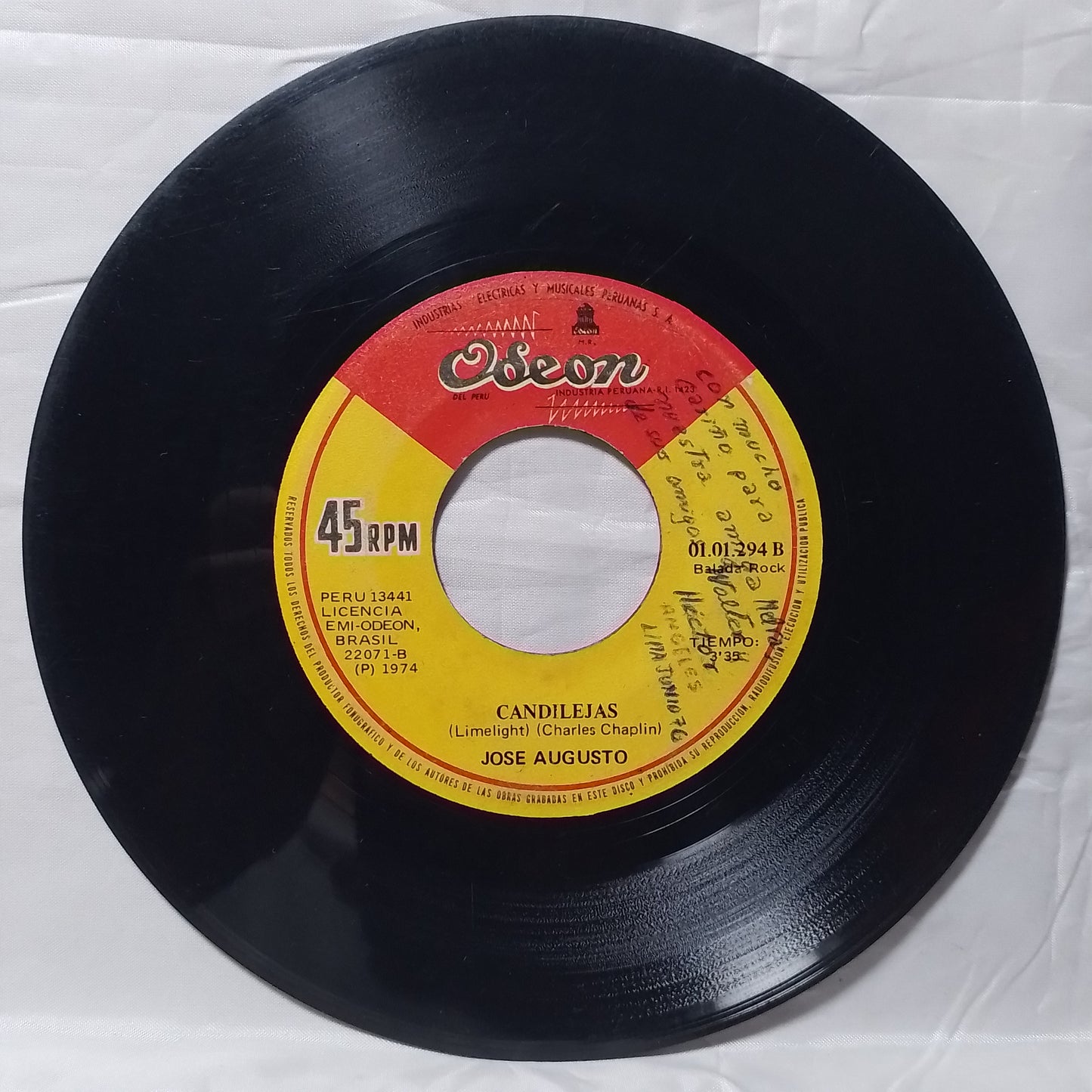 single 7" Jose Augusto Yo Solo Busco Un Cariño made peru 1974 latin pop