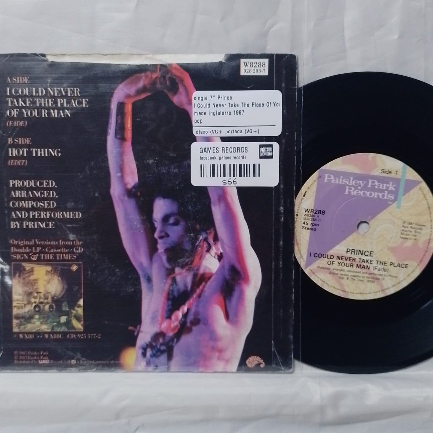 single 7" Prince I Could Never Take The Place Of Your Man made inglaterra 1987 pop