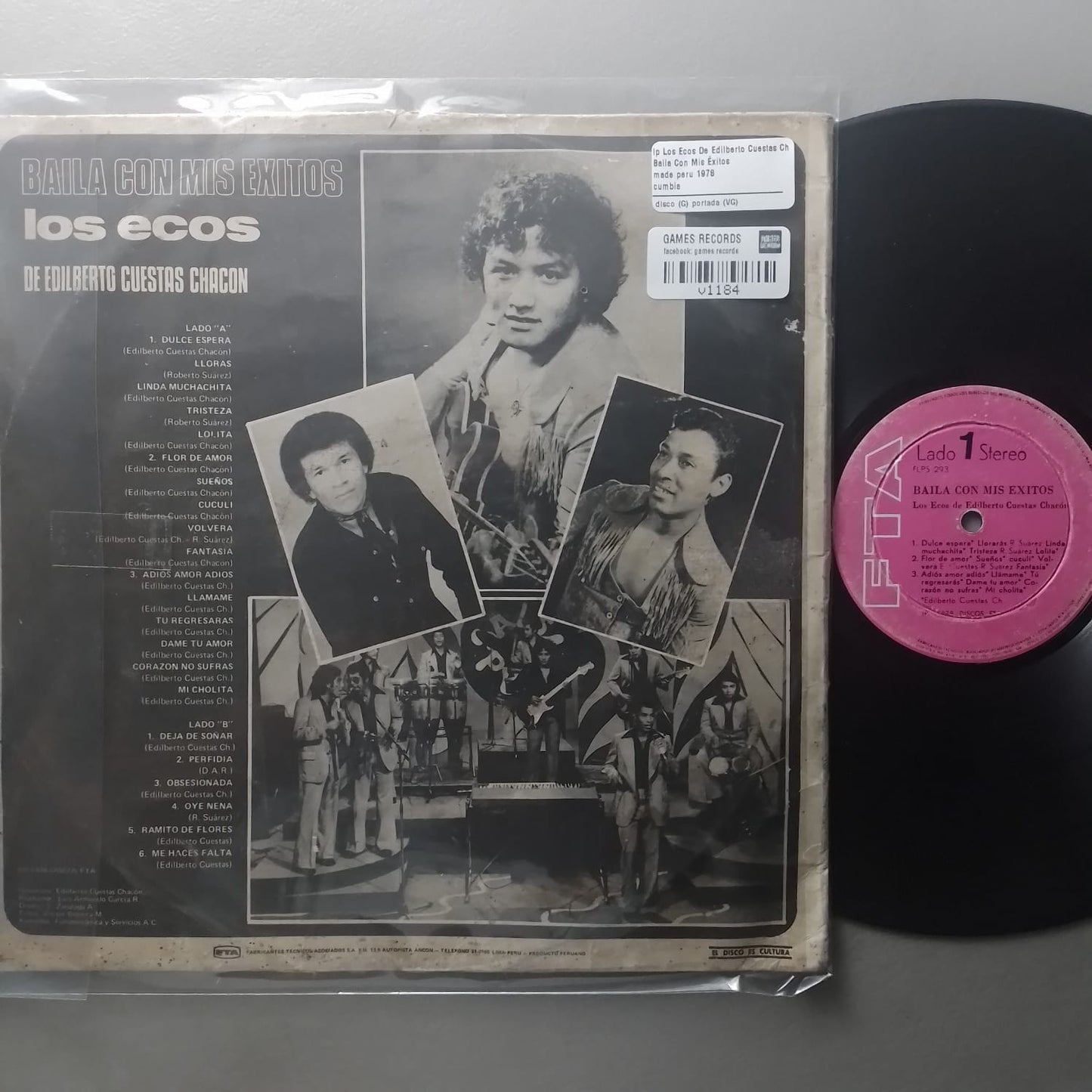 lp Los Ecos De Edilberto Cuestas Chacón Baila Con Mis Éxitos made peru 1978 cumbia