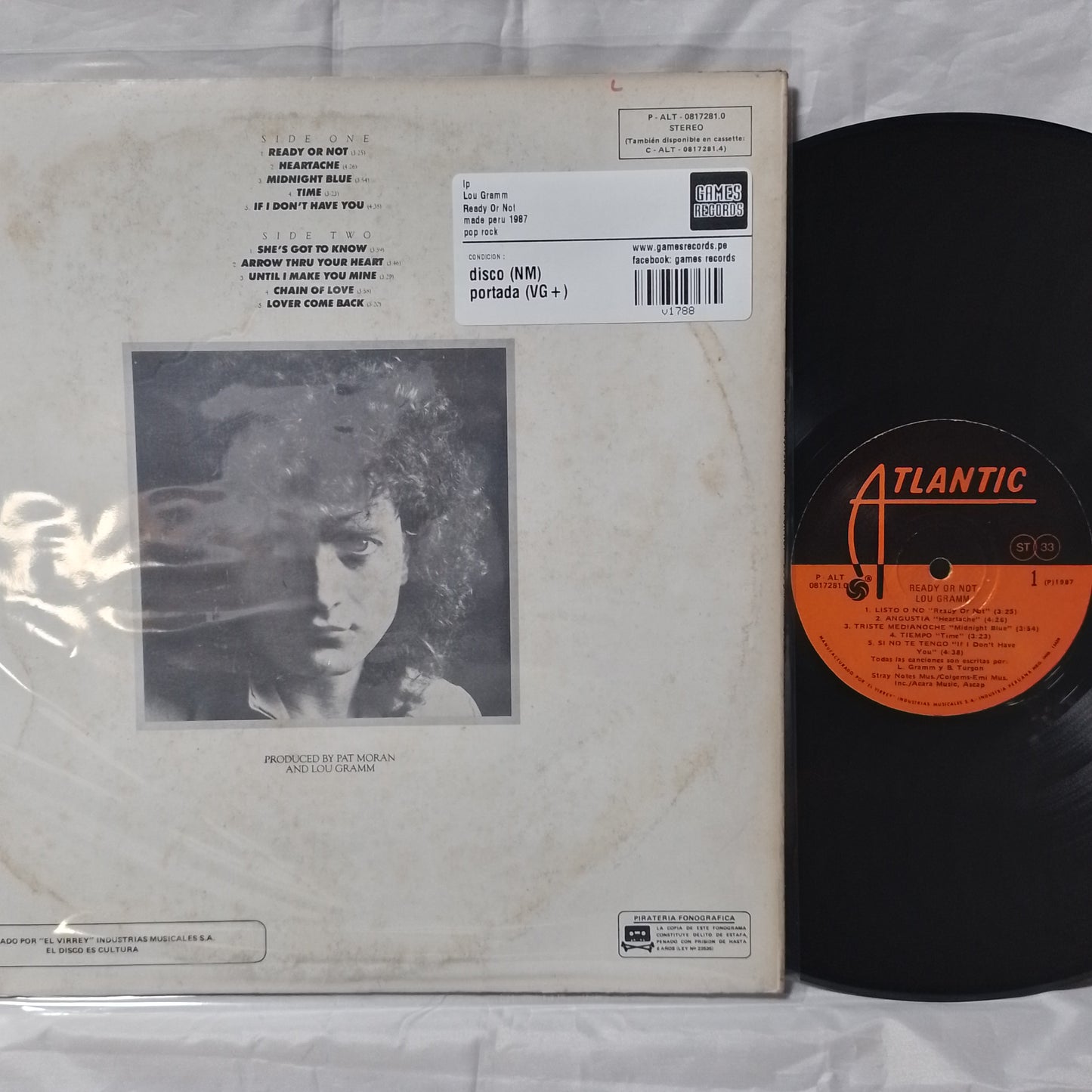 lp Lou Gramm Ready Or Not made peru 1987 pop rock