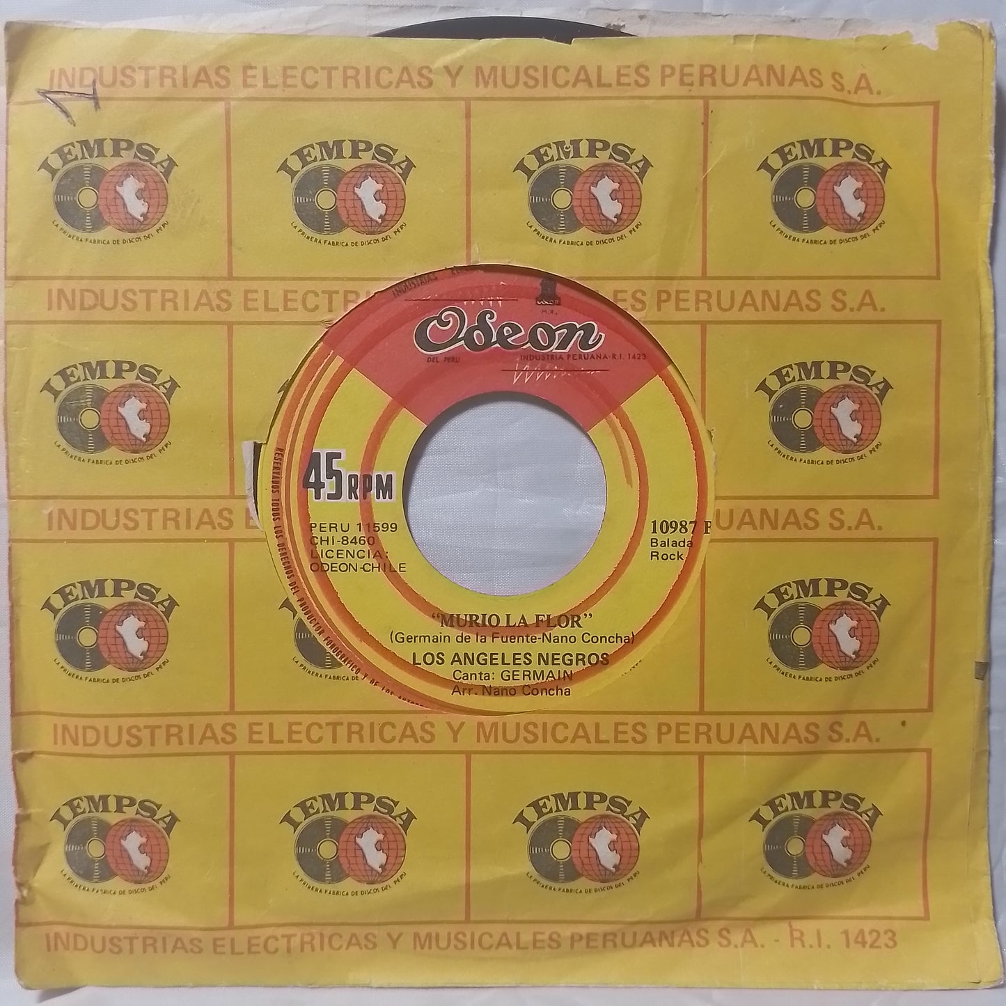 single 7" Los Angeles Negros Mi Niña / Murio La Flor made peru 1970 con funda original latin rock