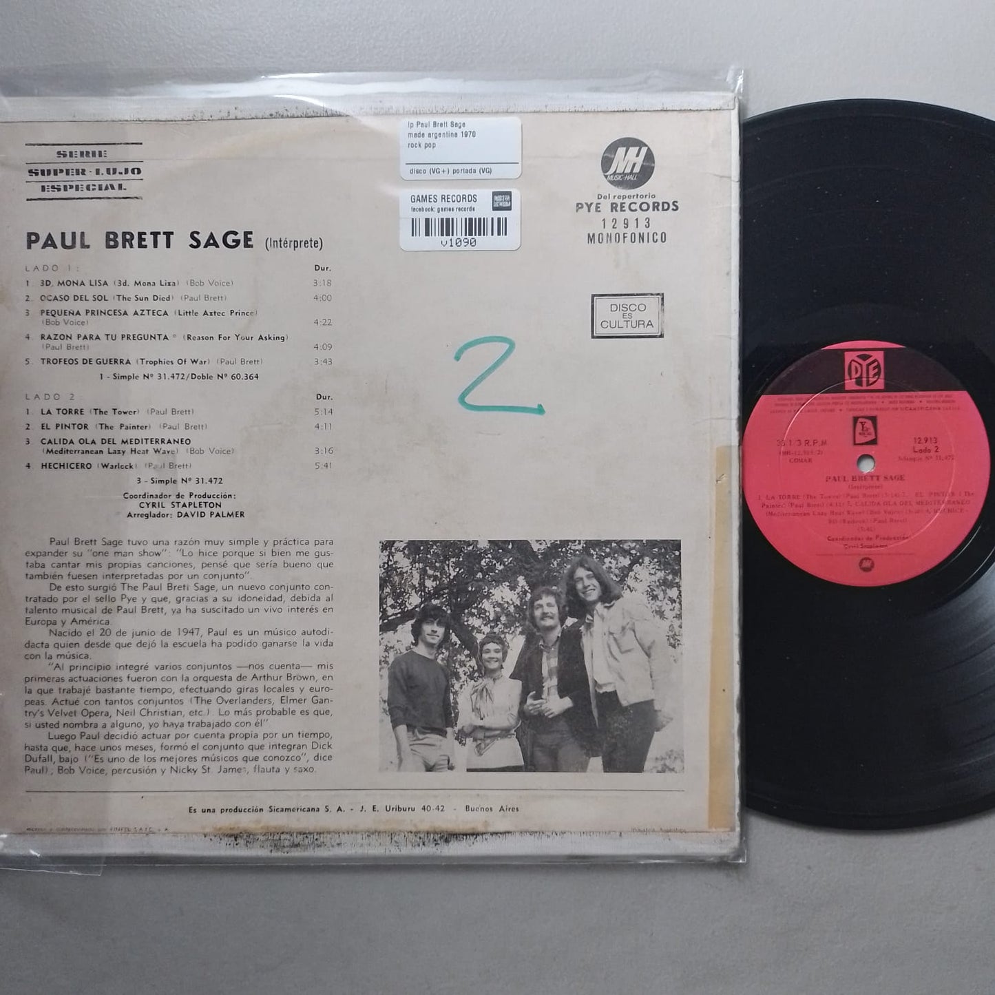 lp Paul Brett Sage made argentina 1970 rock pop