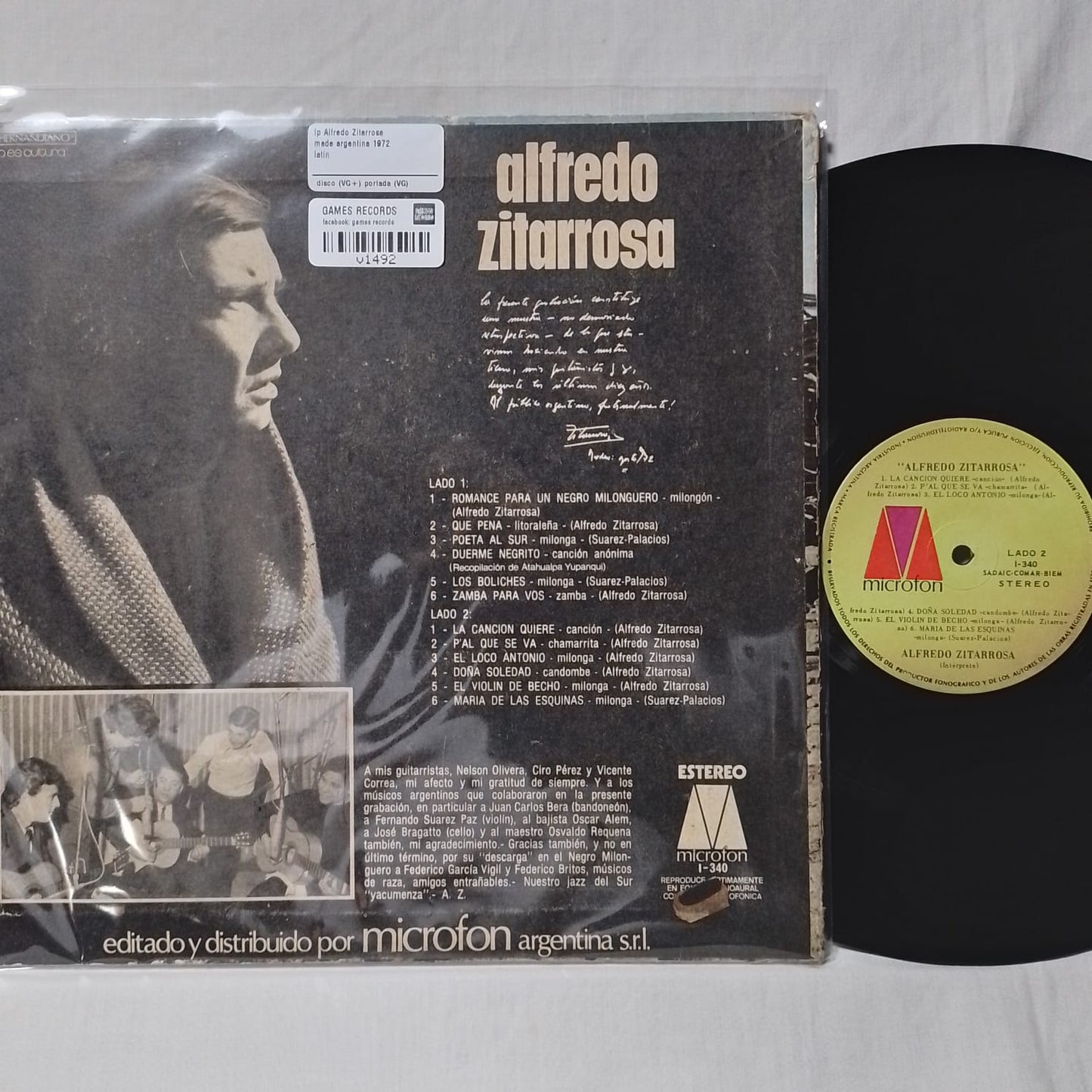 lp Alfredo Zitarrosa made argentina 1972 latin