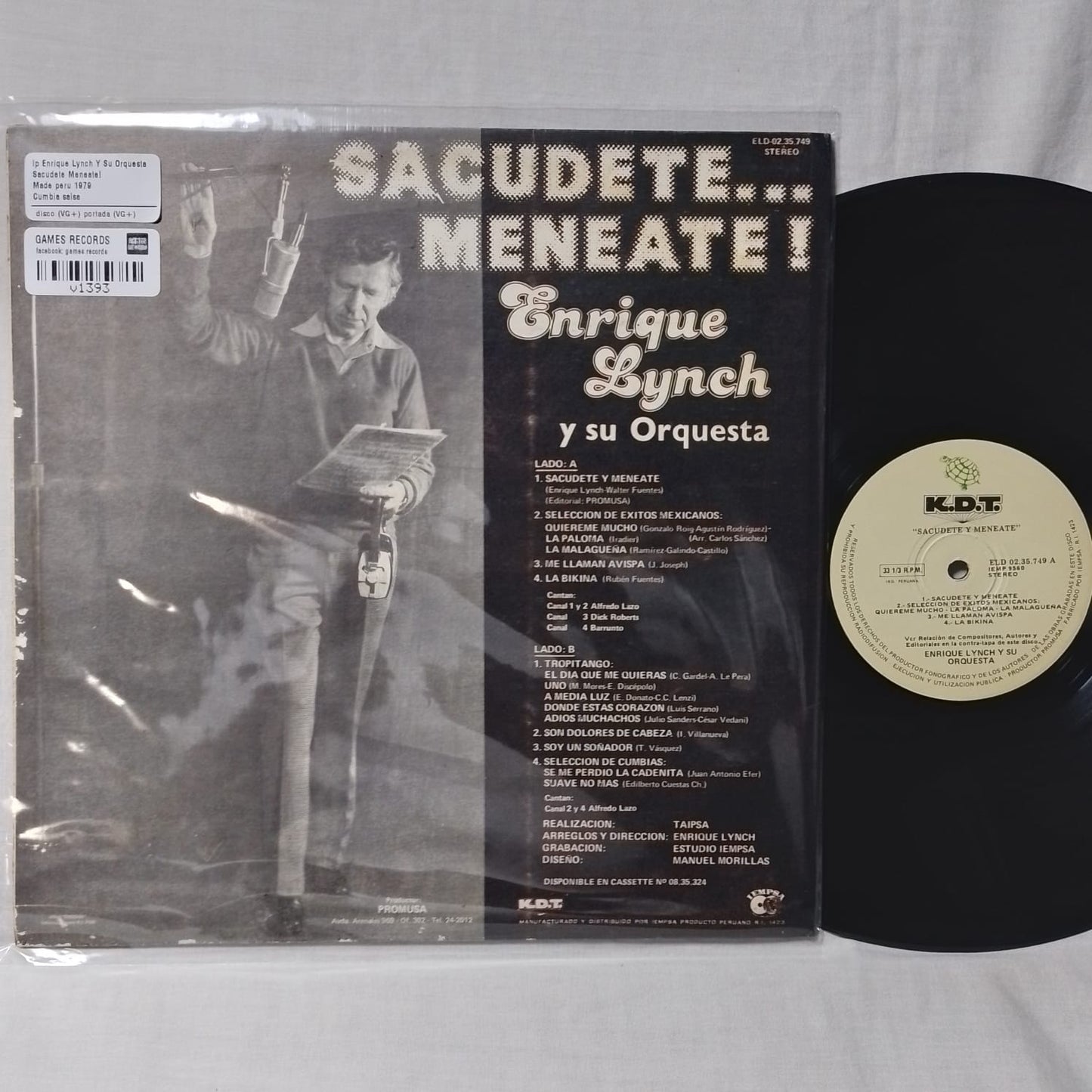 lp Enrique Lynch Y Su Orquesta Sacudete Meneate! Made peru 1979 Cumbia salsa