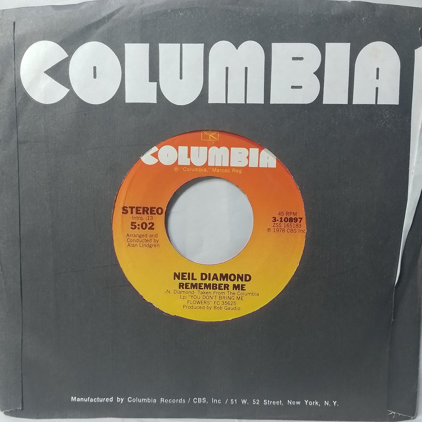 single 7" Neil Diamond Forever In Blue Jeans / Remember Me made usa 1979 con funda original pop