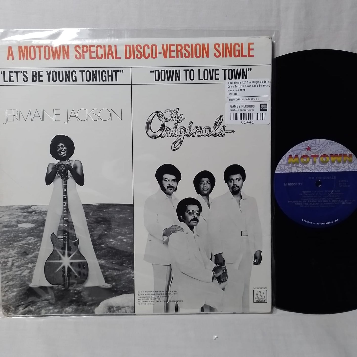 maxi single 12" The Originals Jermaine Jackson Down To Love Town Let's Be Young Tonight made usa 1976 funk soul