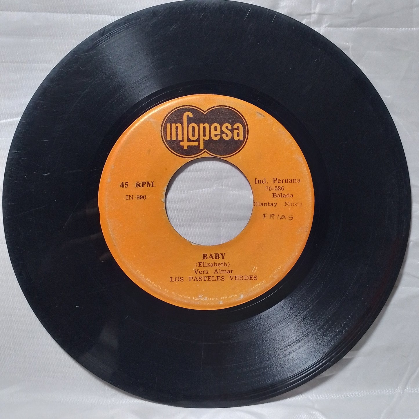 single 7" Los Pasteles Verdes Recuerdos De Una Noche / Baby made peru 1974 latin rock