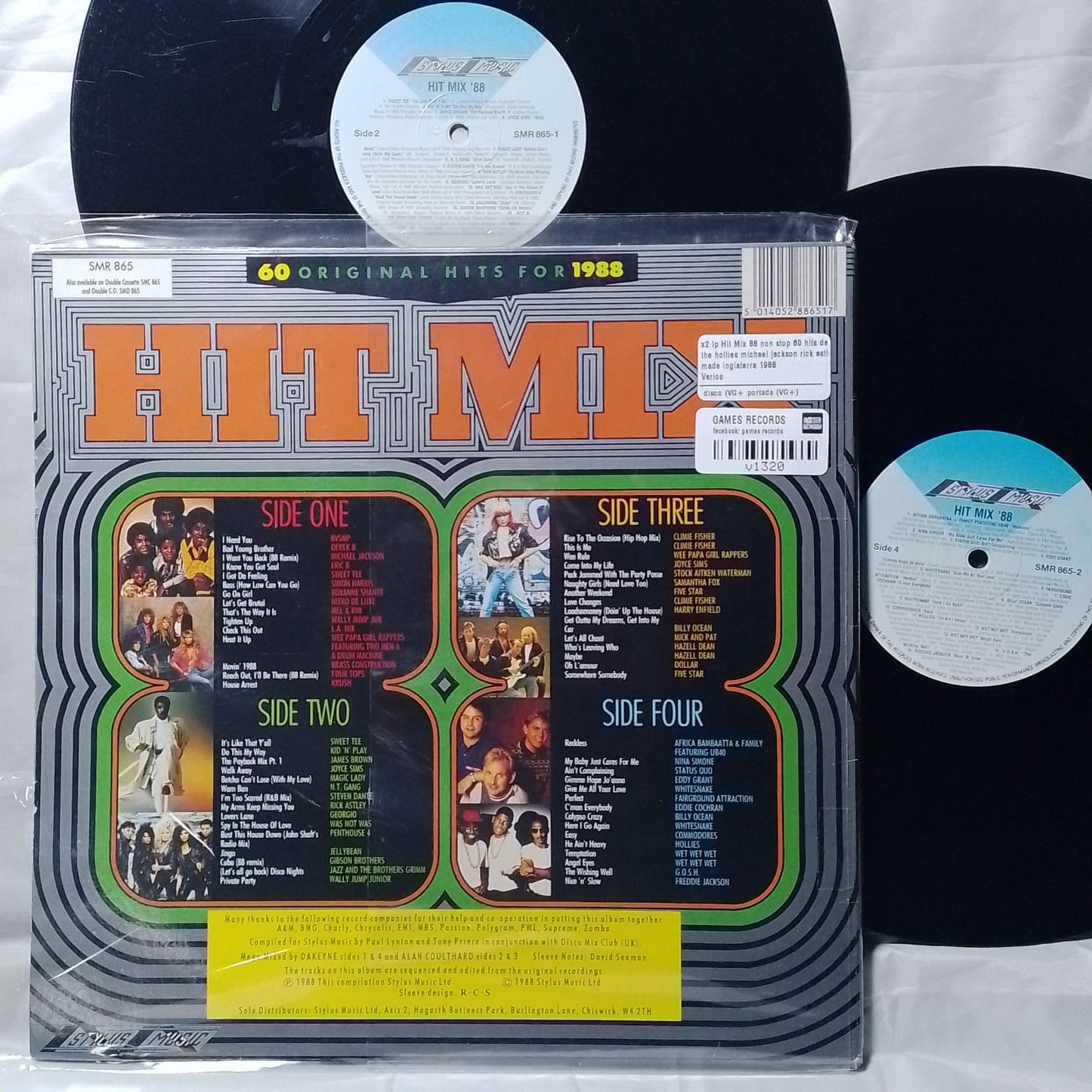 x2 lp Hit Mix 88 non stop 60 hits de 1988 the hollies michael jackson rick astley made inglaterra 1988 varios