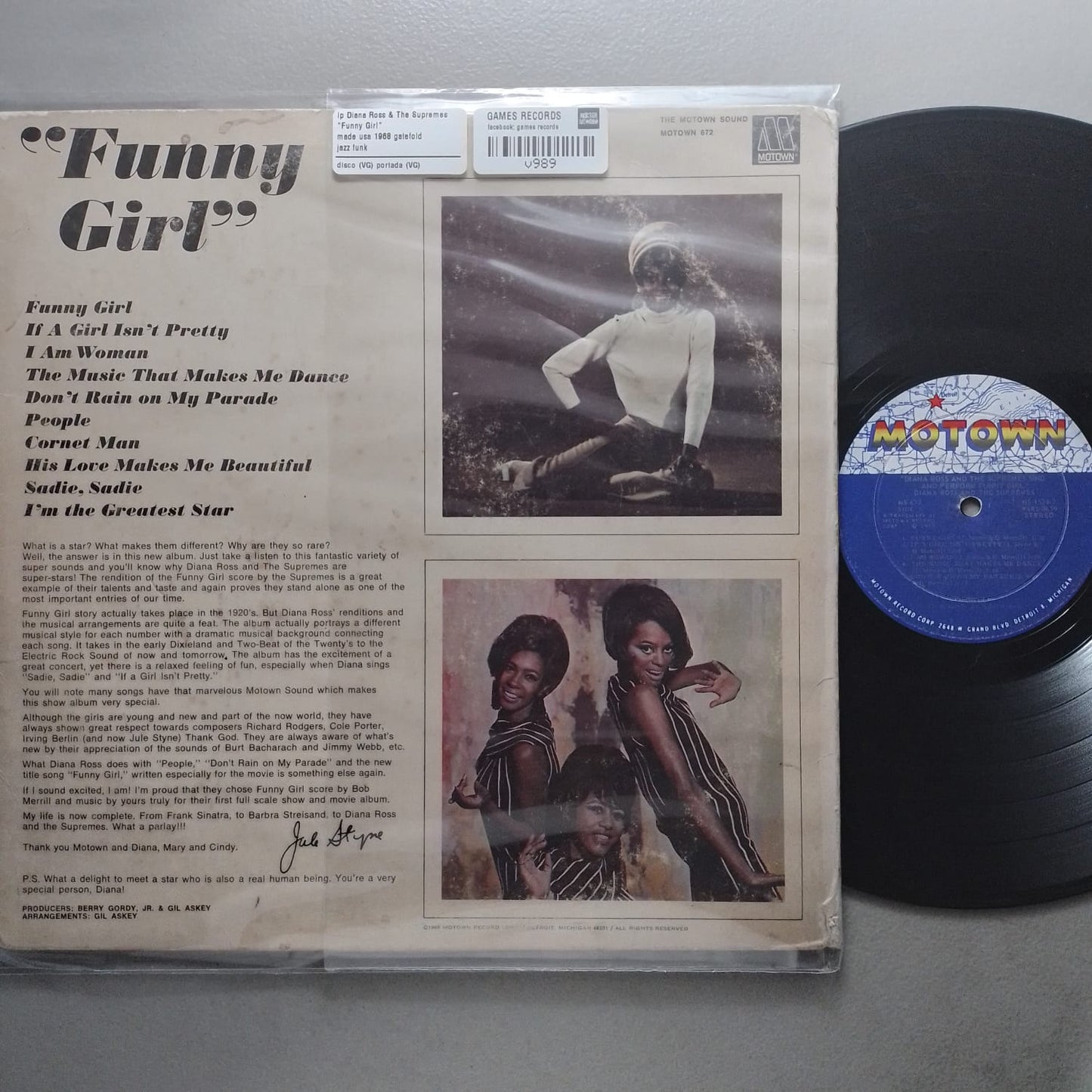 lp Diana Ross & The Supremes "Funny Girl" made usa 1968 gatefold jazz funk