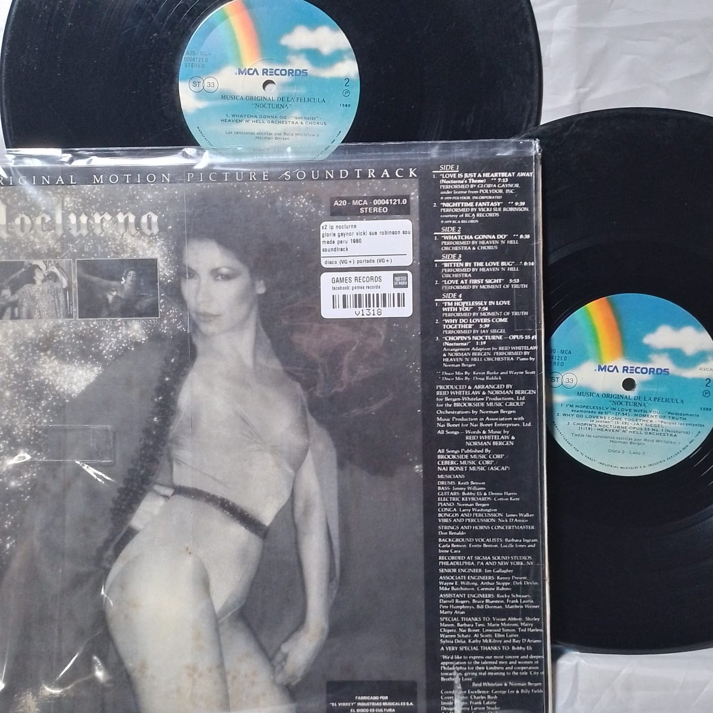 x2 lp nocturna gloria gaynor vicki sue robinson soundtrack of the movie made peru 1980 soundtrack