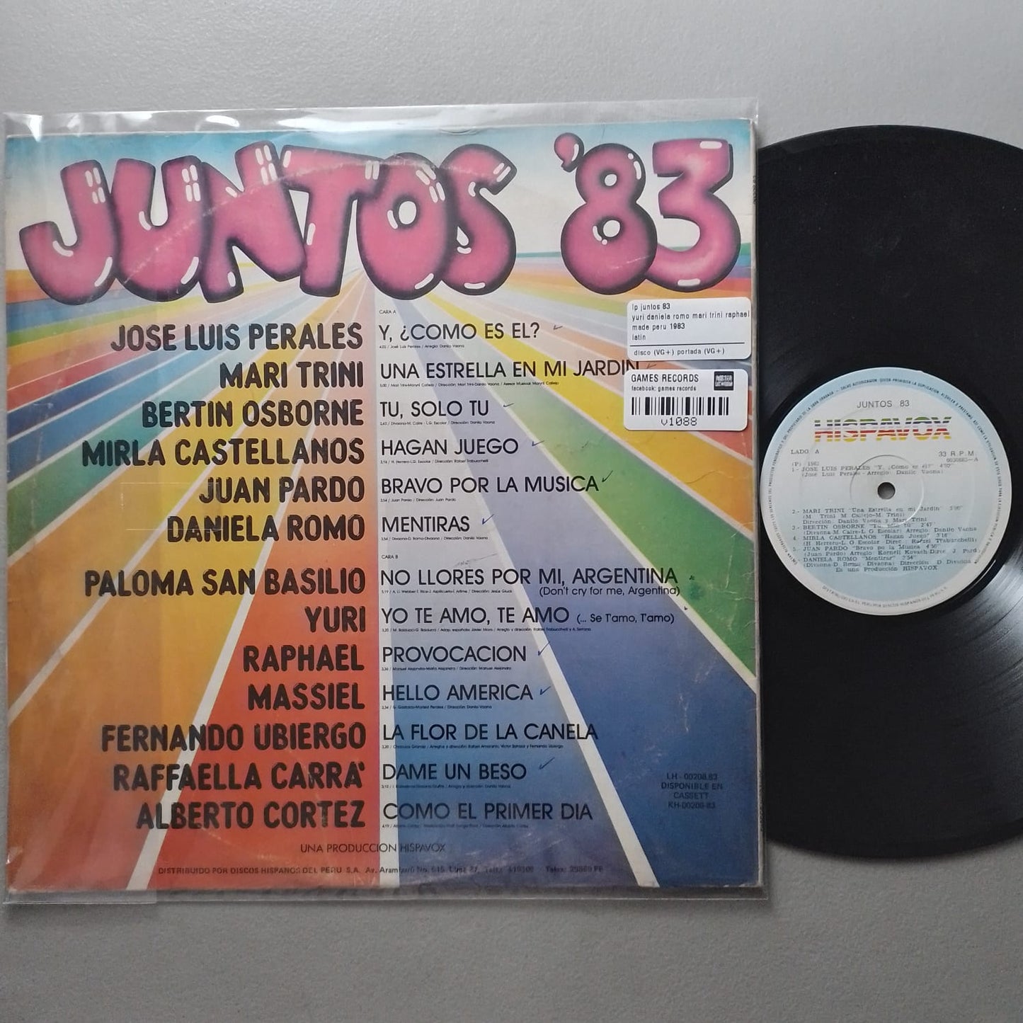 lp juntos 83 yuri daniela romo mari trini raphael made peru 1983 latin