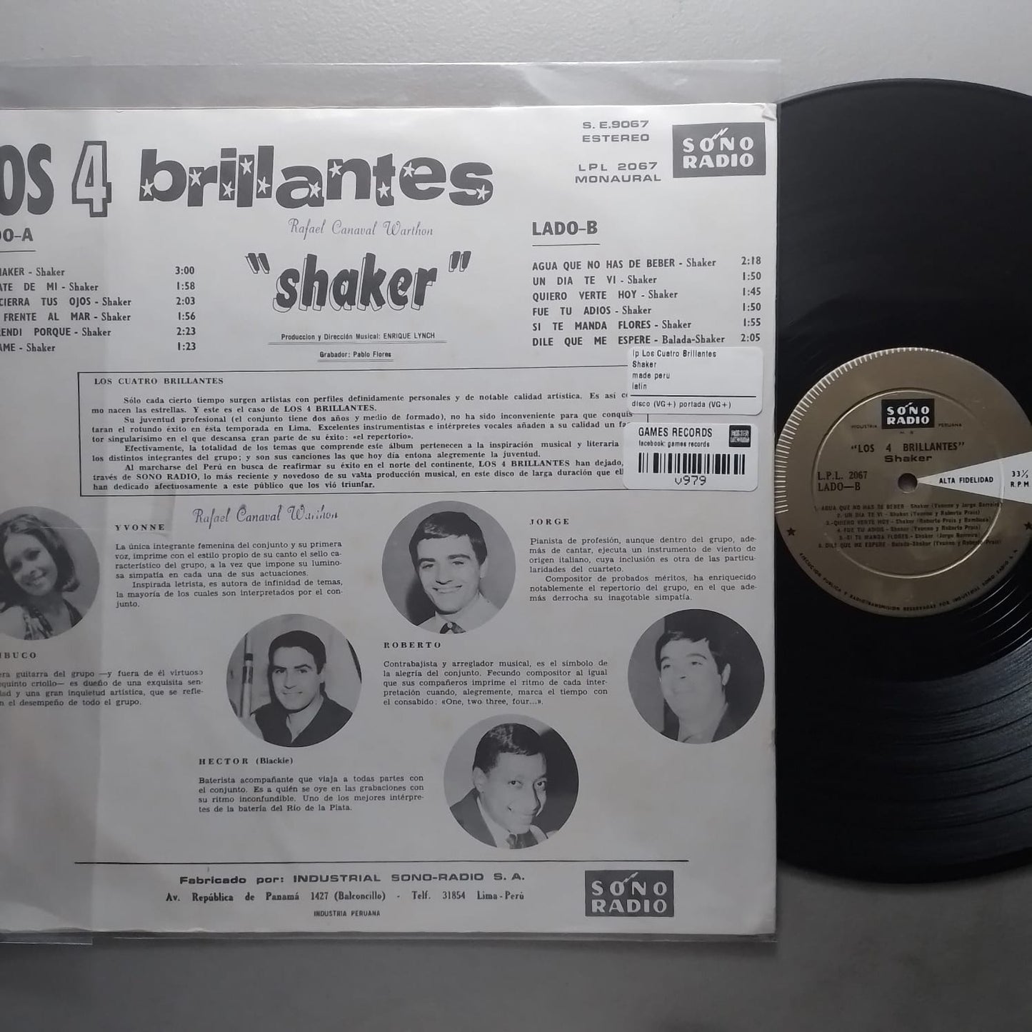 lp Los Cuatro Brillantes Shaker made peru rock latin