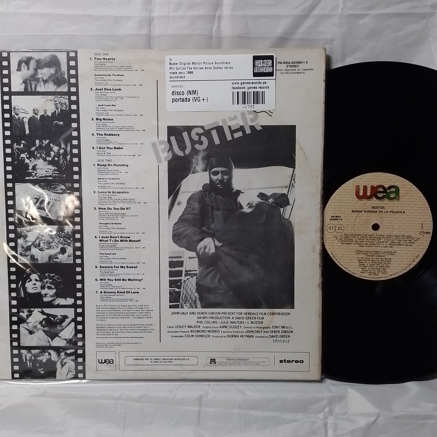 lp Buster Original Motion Picture Soundtrack Phil Collins The Hollies Anne Dudley varios made peru 1988 soundtrack