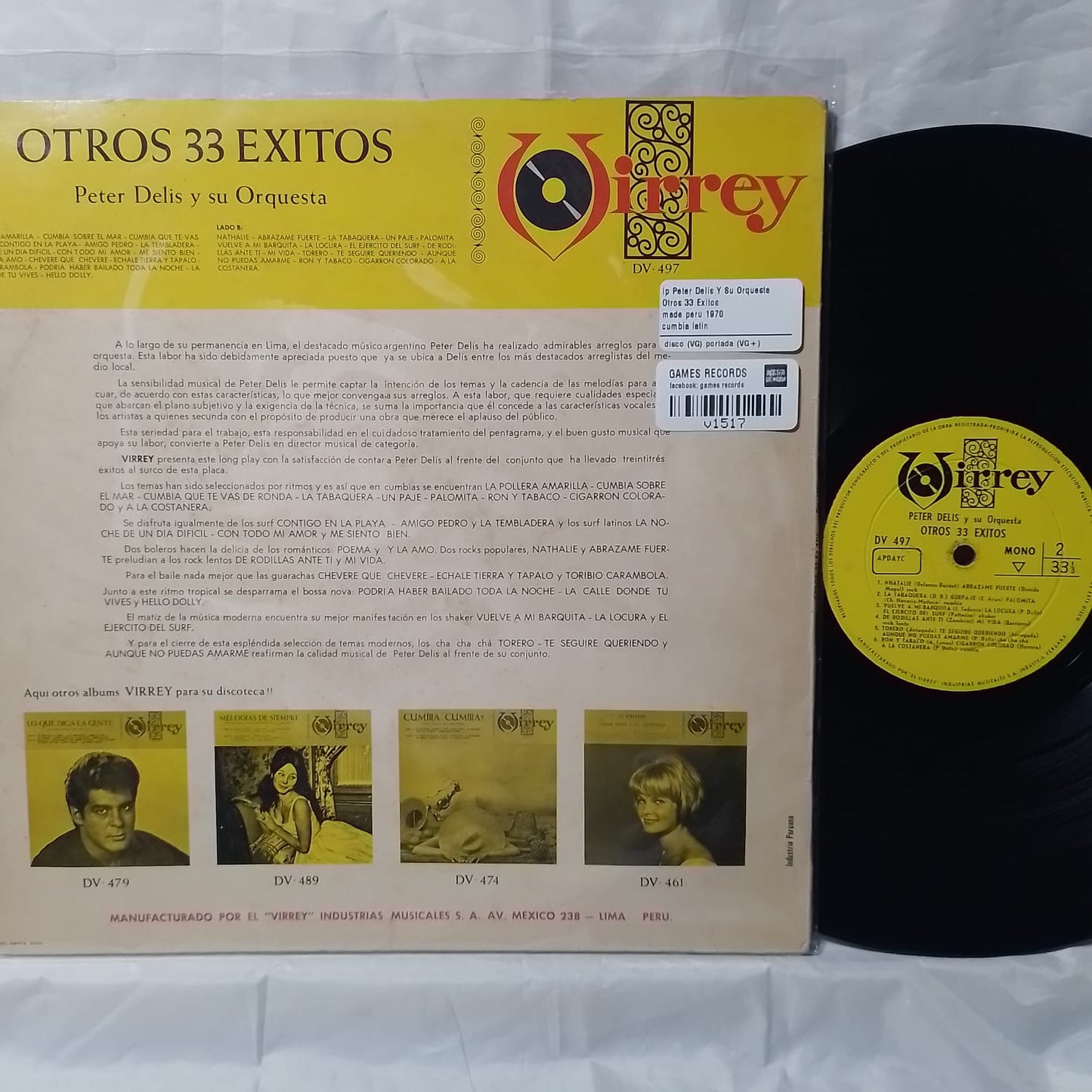 lp Peter Delis Y Su Orquesta Otros 33 Exitos made peru 1970 cumbia latin