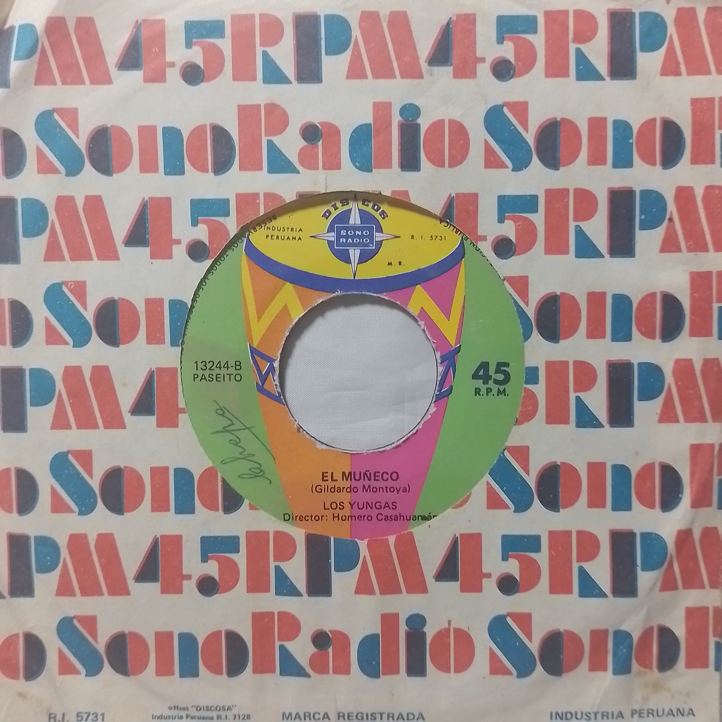 single 7" Los Yungas El Fosforito / el muñeco made peru con funda original latin Cumbia