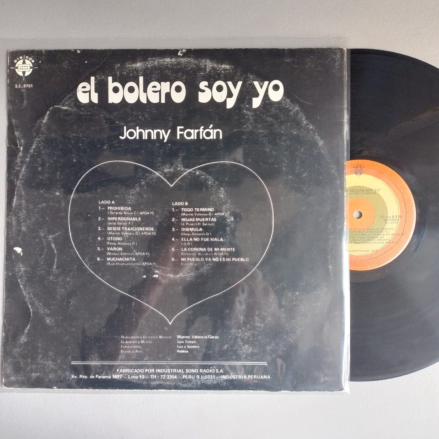 lp johnny farfan el bolero soy yo made peru 1980 bolero