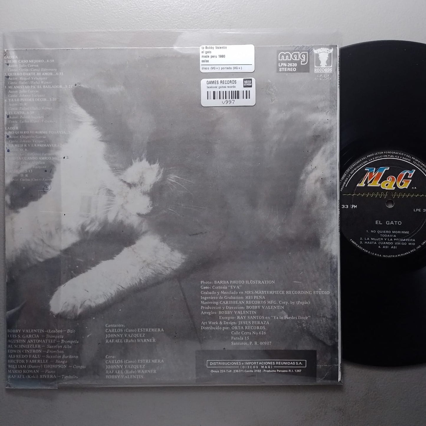 lp Bobby Valentin el gato made peru 1980 salsa