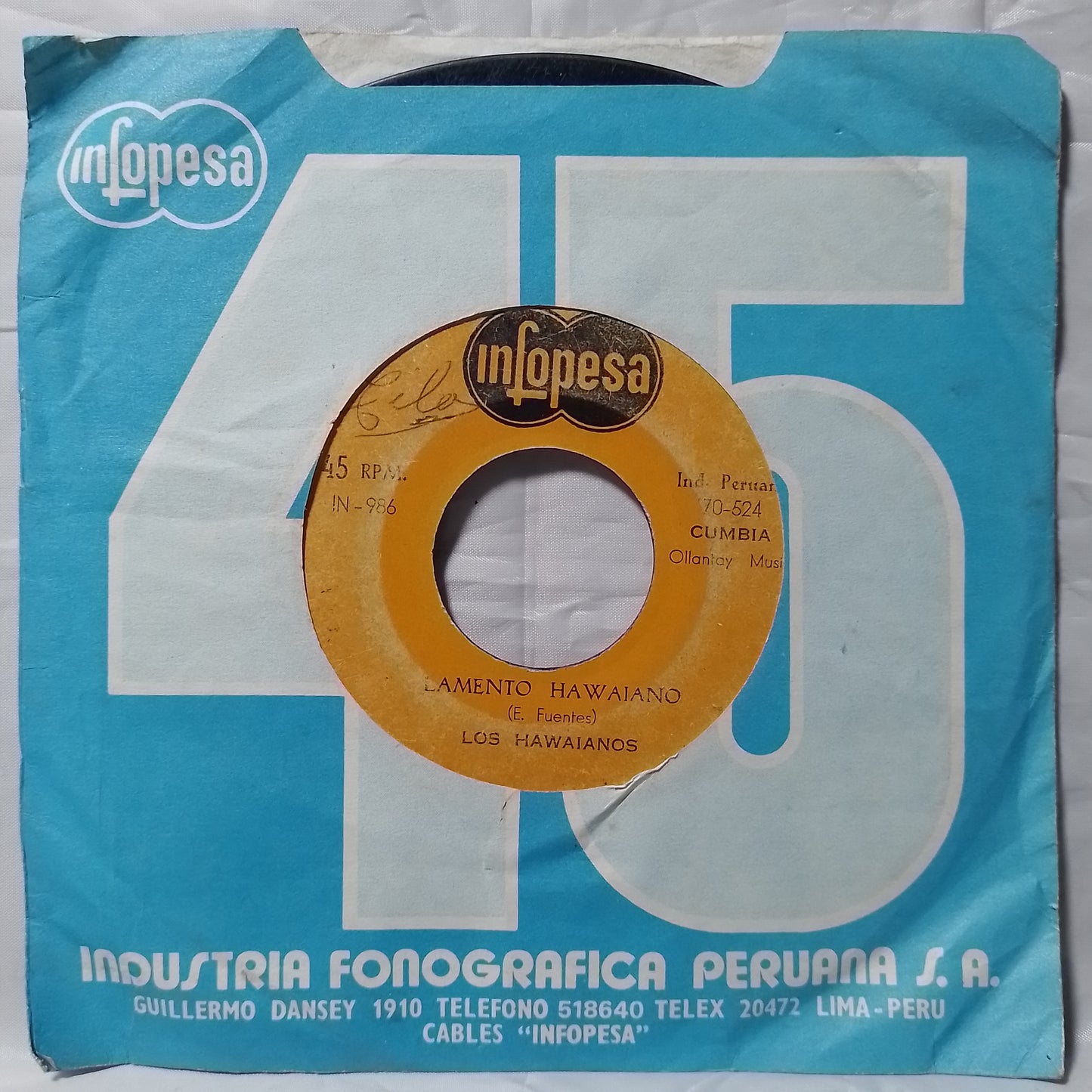 single 7" Los Hawaianos La Ranita made peru con funda original latin cumbia