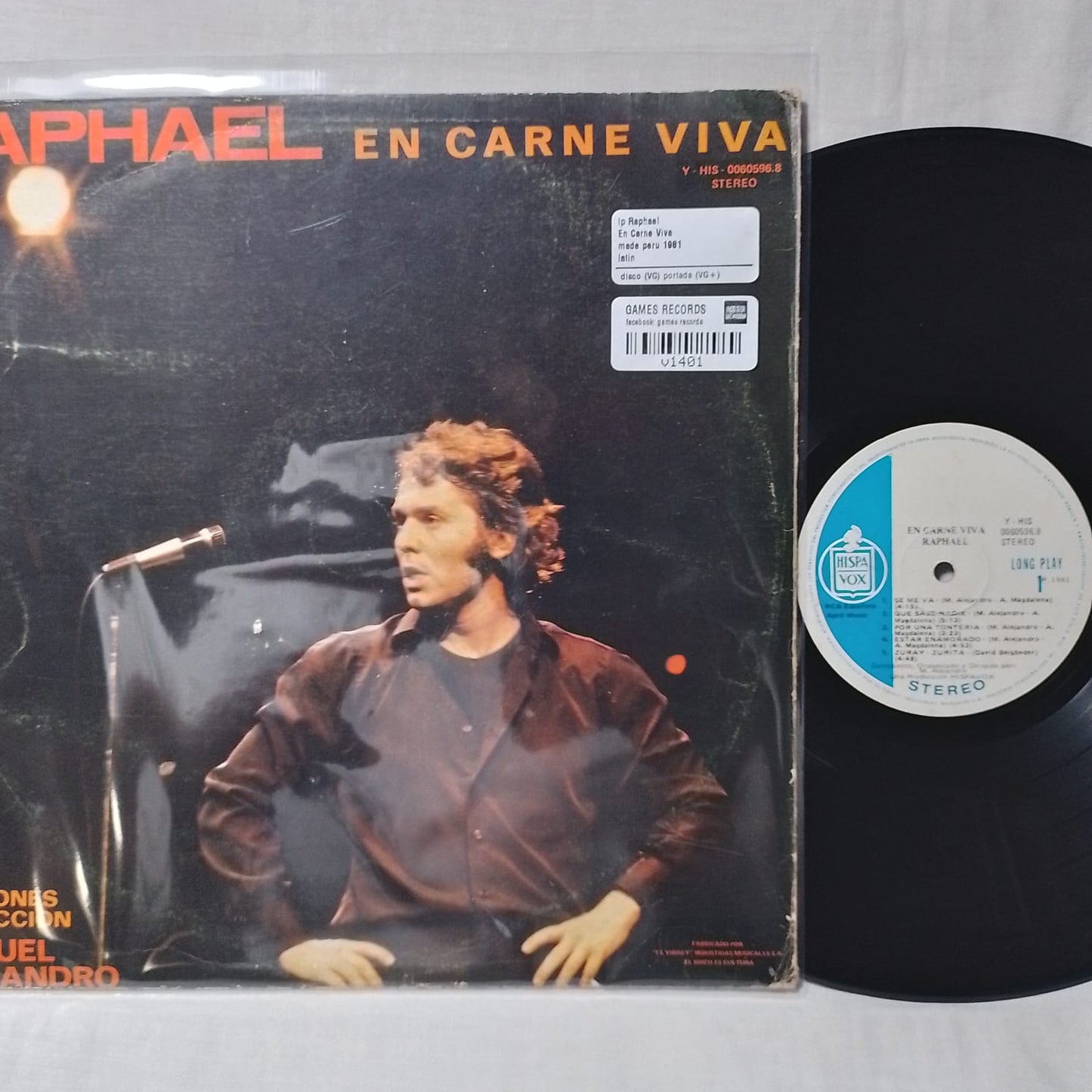 lp Raphael En Carne Viva made peru 1981 latin