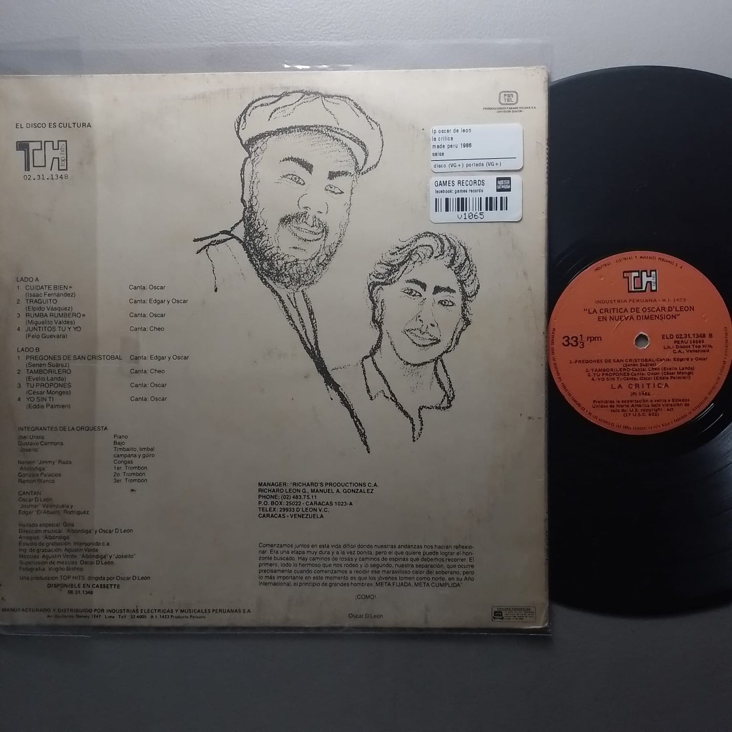 lp oscar de leon la critica made peru 1986 salsa