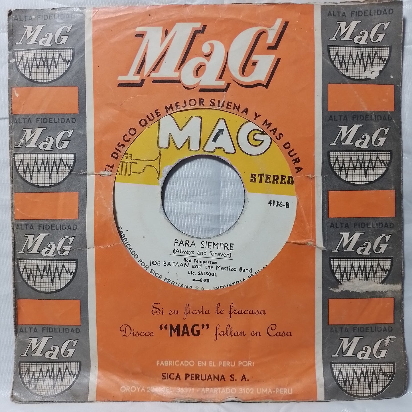 single 7" Joe Bataan And The Mestizo Band Mestizo Para Siempre made peru 1980 con funda original Latin Funk Soul